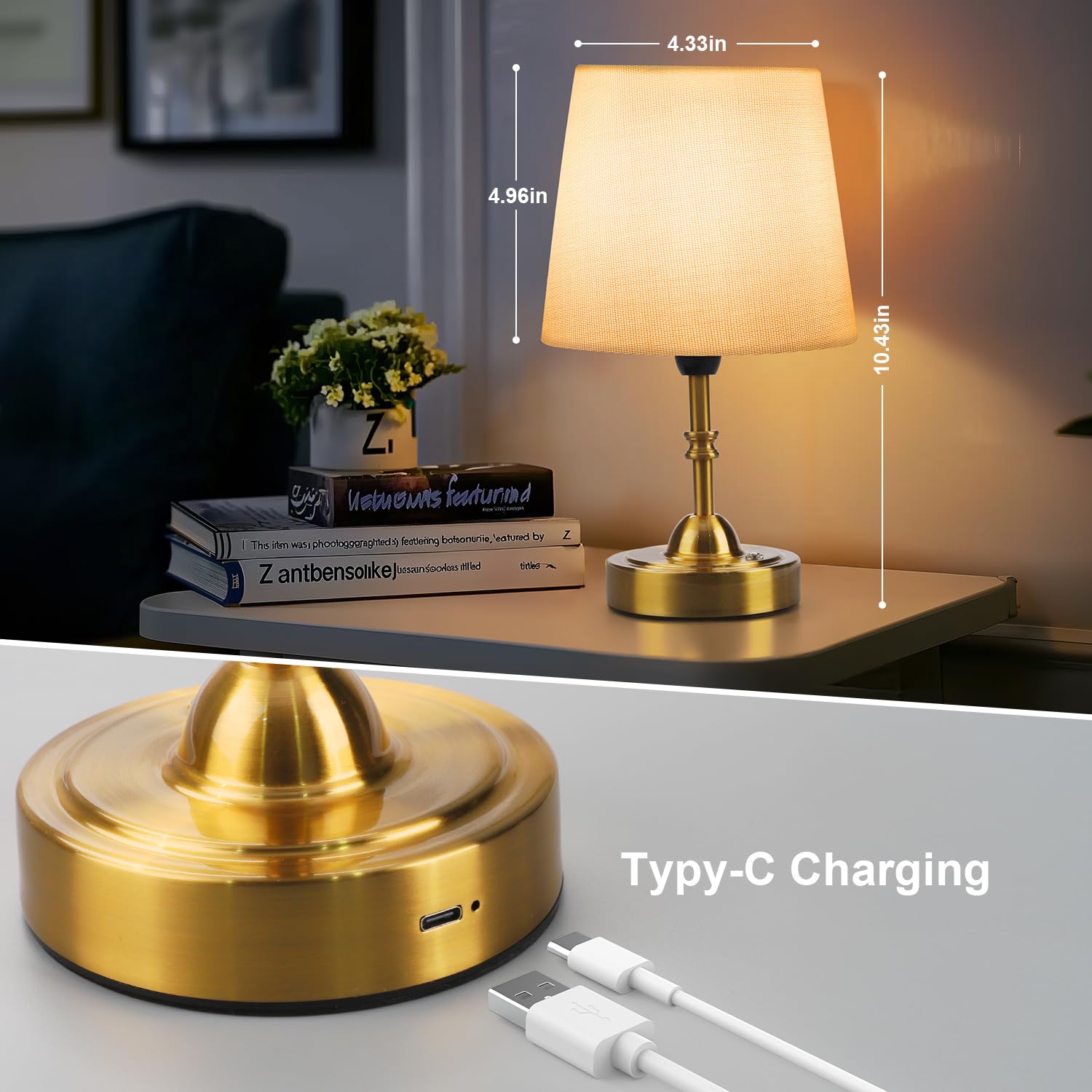 Swinerton Portable Cordless Led Table Lamp, 5000Mah Rechargeable, 3-Level Dimmable, Stylish Night Lamp For Bedroom, Office, Pati