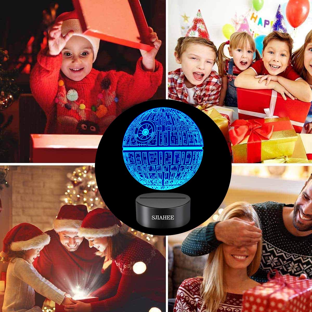 SJIAHEE 3D Star Wars Lamp - Remote Control, 16 Color Changing, Acrylic, Black, Model 1101