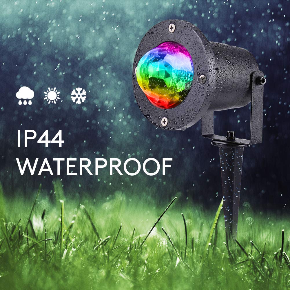 KOOT Outdoor Water Wave Lights Projector, 10 Color LED, Waterproof, Remote Control, Black, Model CPD-SW for Garden, Wedding, Holiday