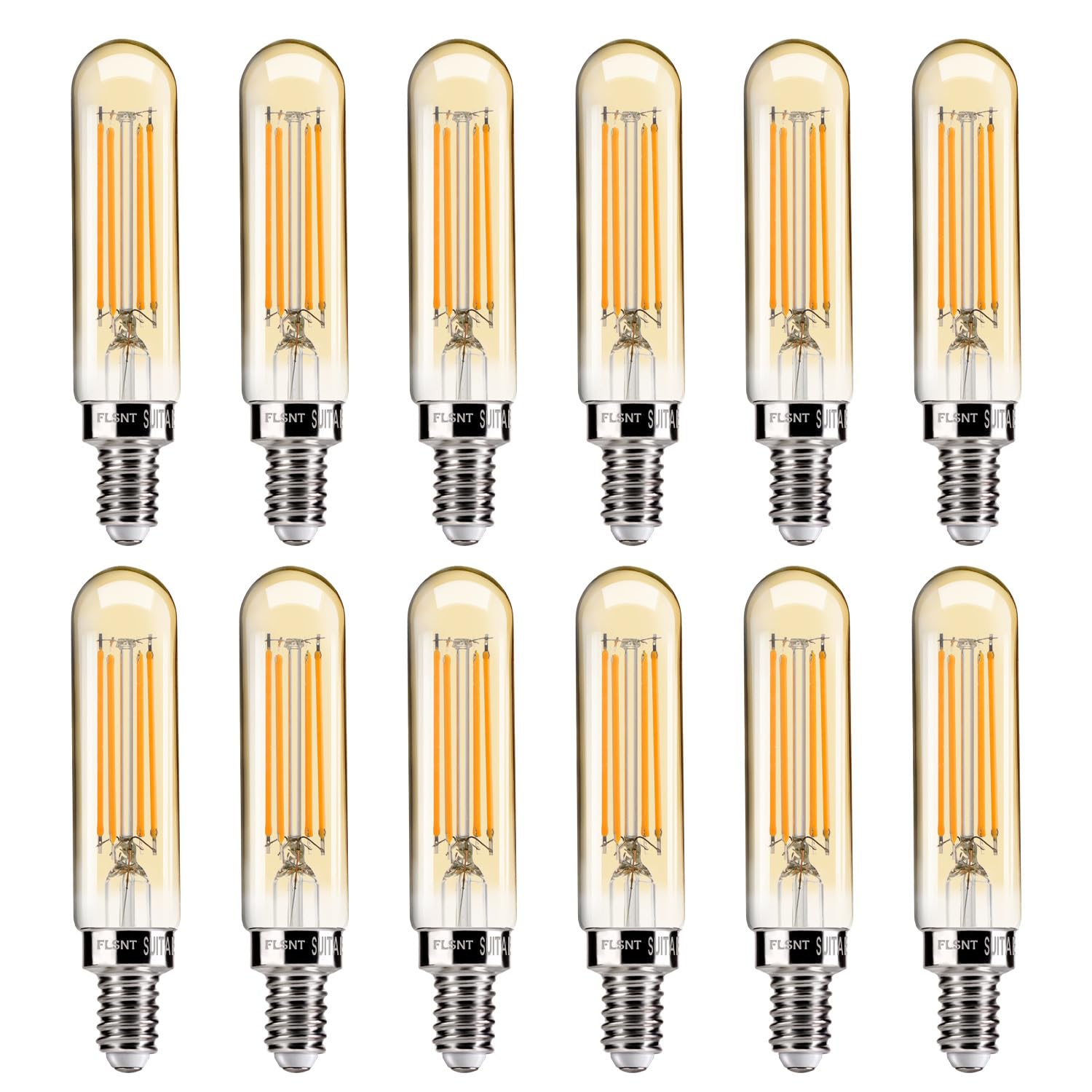Flsnt Candelabra Led Light Bulbs 40W Equivalent, Dimmable E12 Led Chandelier Light Bulbs, T6/T25, 4W, 2200K Amber White, 300Lm, 