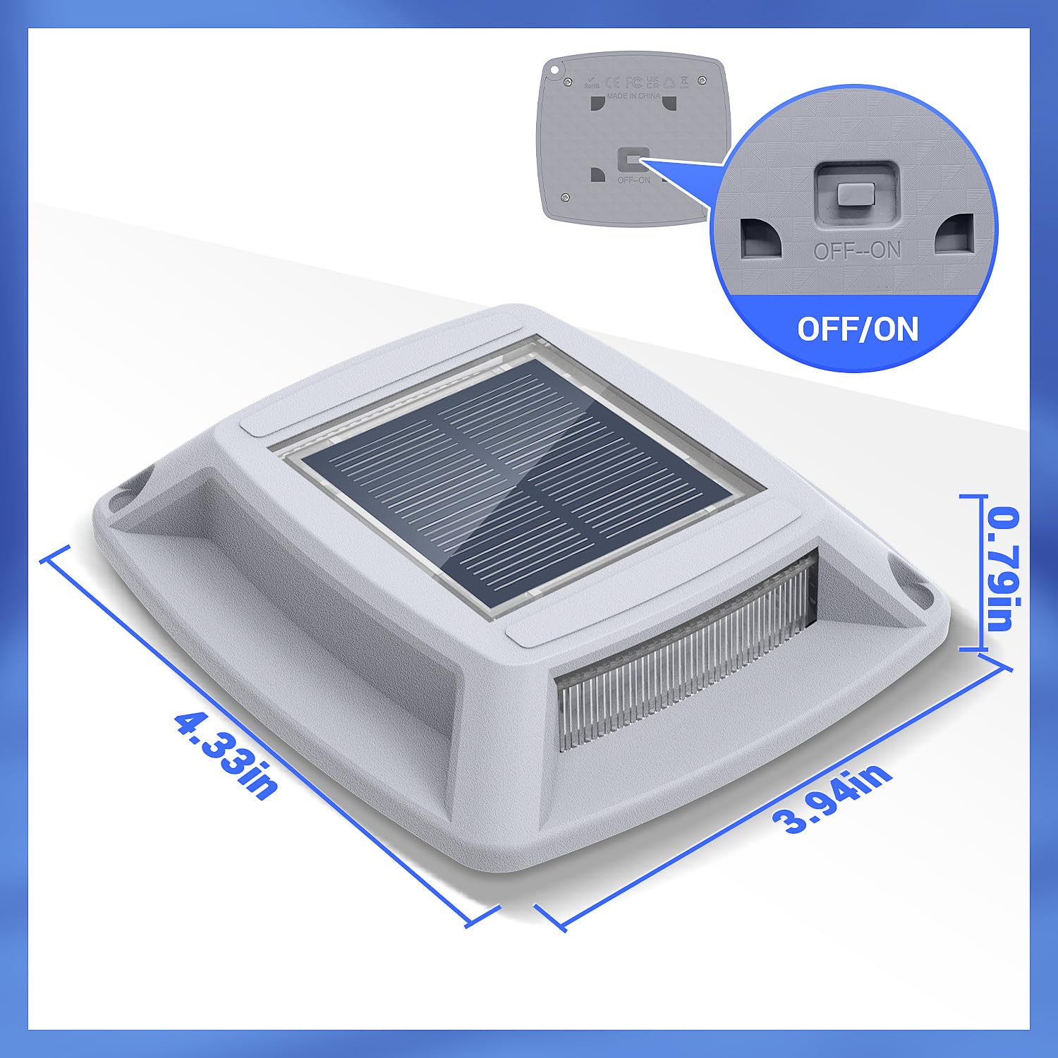 Etetale Solar Driveway Lights, 10 Pack, IP68 Waterproof, 4 LED Markers, Warm Color, Model CRETDL030ASW-USAS2