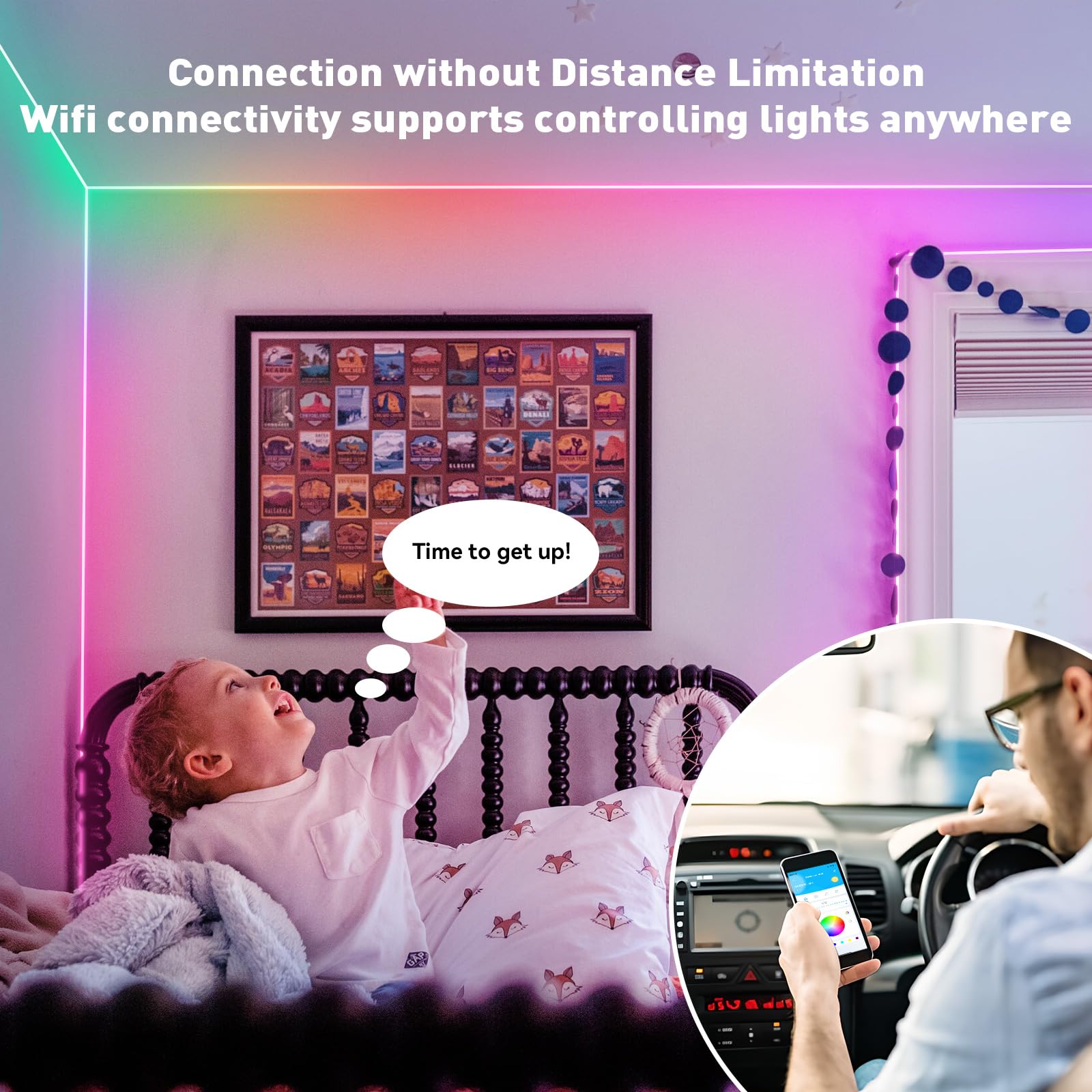 CHARKEE Smart Waterproof LED Strip Lights, 65.6ft, IP65, WiFi, Color Changing, Works with Alexa & Google Assistant, RGB