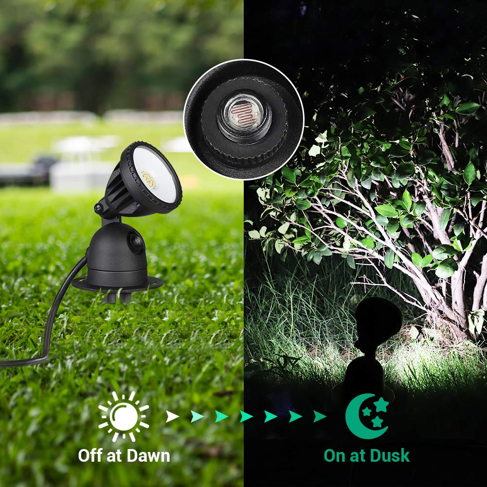 Edishine Dusk To Dawn Led Spot Lights, 12W 4000K, Adjustable, Ip65 Waterproof, Warm White