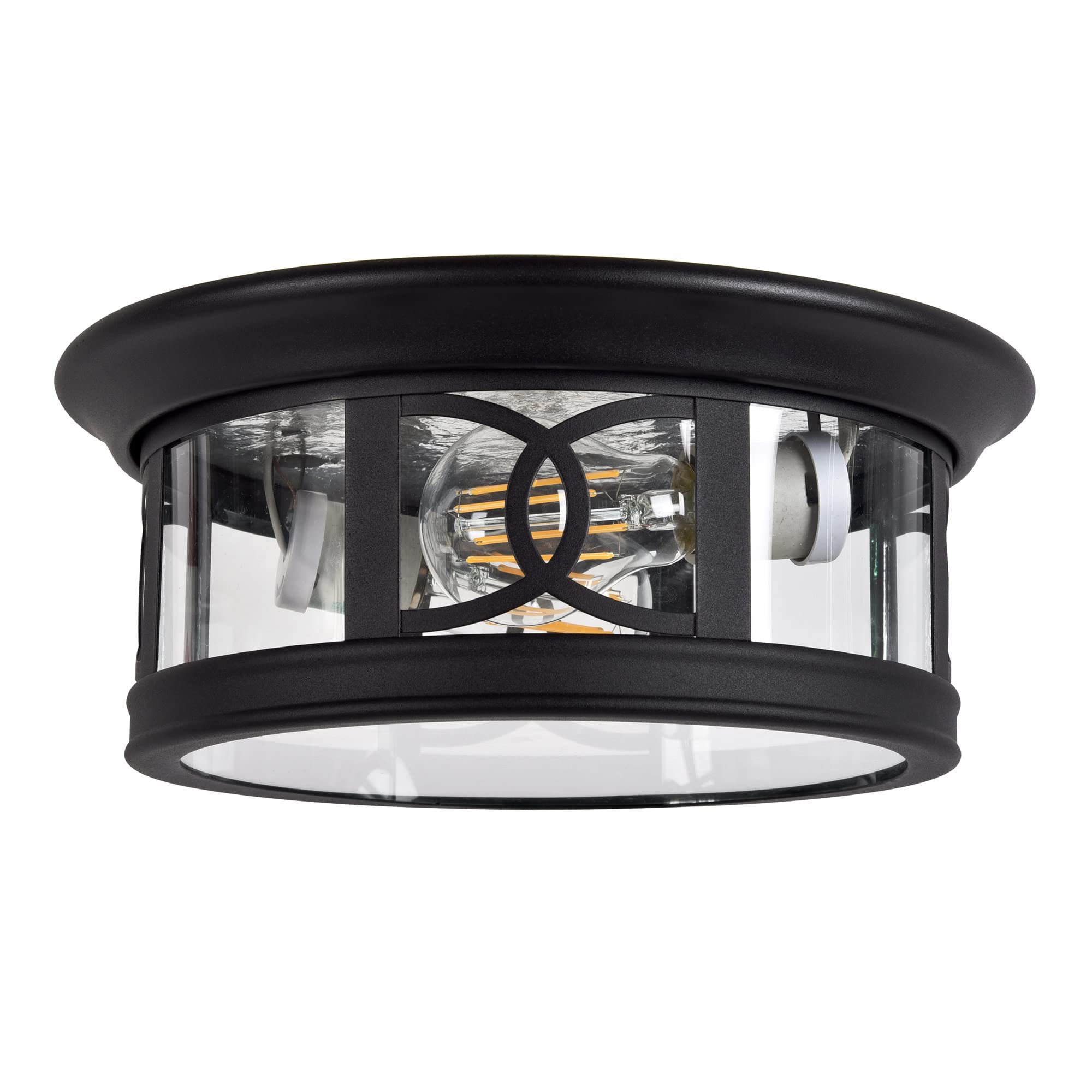 Design House 589002-Blk Summit Traditional Outdoor/Indoor Dimmable Ceiling Light With Clear Glass For Porch Entryway Patio Hallw