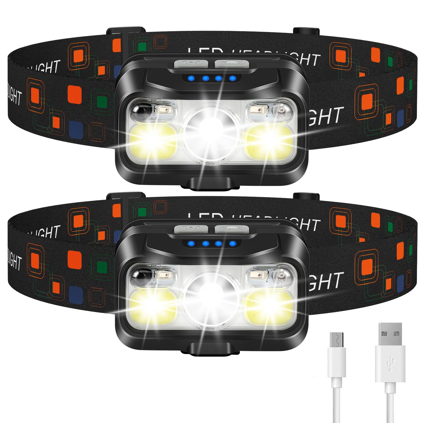 brightest rechargeable headlamp flashlight LHKNL Headlamp Rechargeable, 1200 Lumen Super Bright Motion Sensor Head Lamp Flashlight,2-Pack Waterproof LED Headlight with White Red Light,8 Modes Head Lights for Camping Cycling Running Fishing – Lightsdaddy