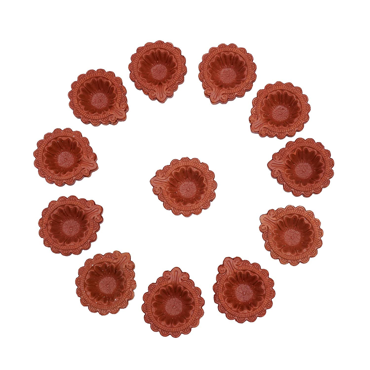 TIED RIBBONS Pack of 12 Diya Set - Teracotta Clay Diya Set Earthen Oil Ghee Diyas Mitti Diya Combo Pack - Decoration Items for H