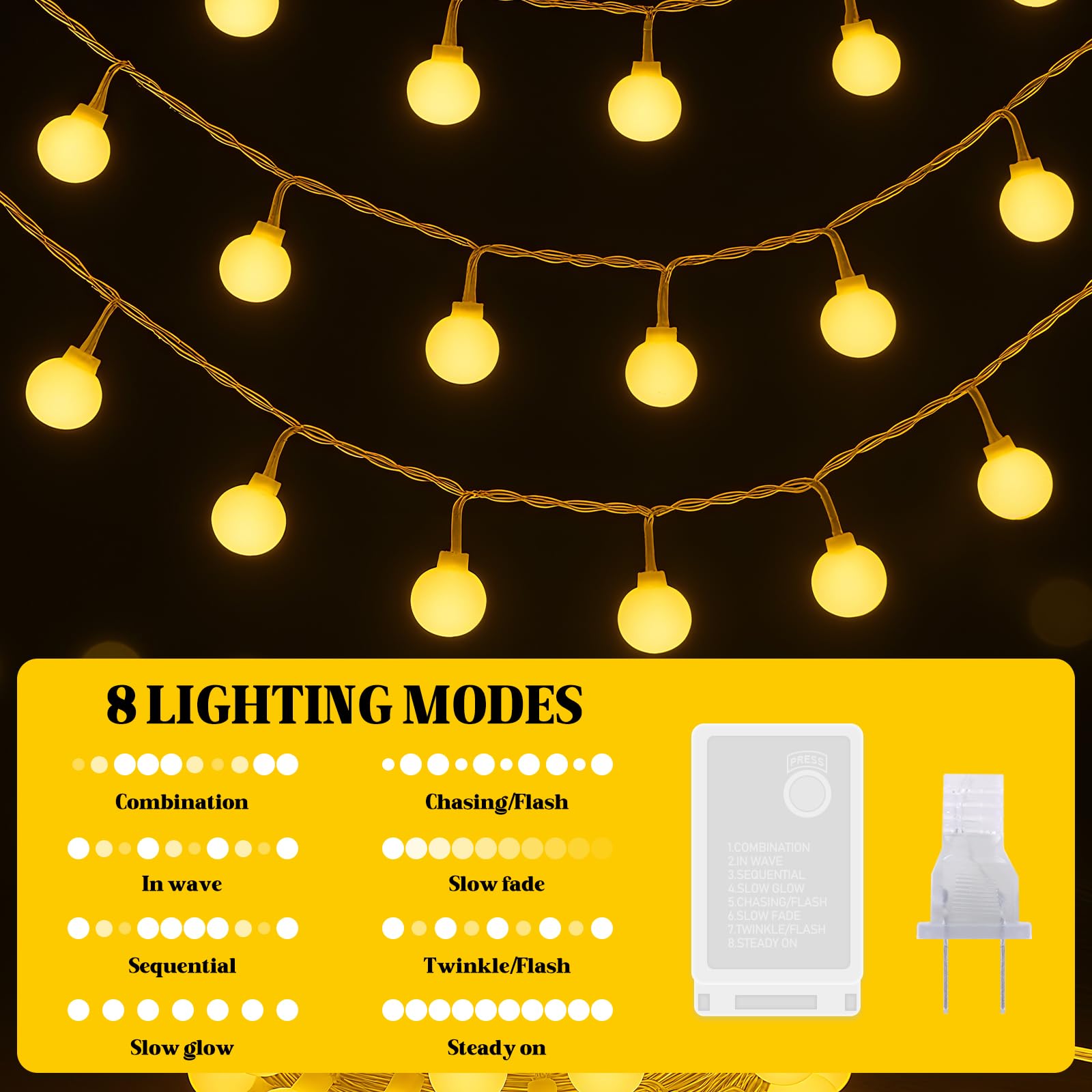 200 LED Hanging String Lights for Classroom - 66ft Plug in Fairy Lights with 8 Modes,Warm White String Lights for Classroom Deco