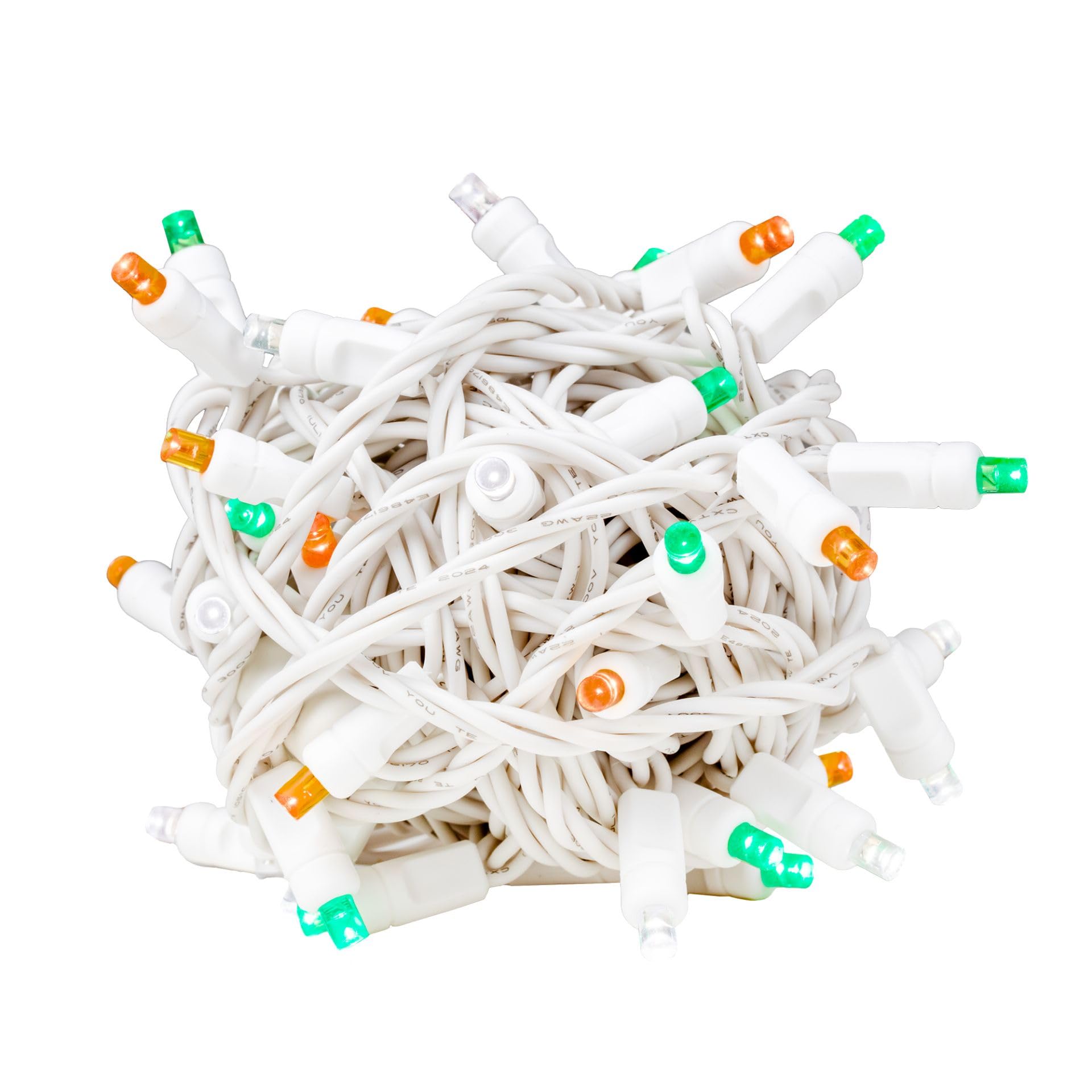 Novelty Lights 25 Feet 50 Light Green/White/Orange Led St. Patrick'S Day Lights White Wire, Connectable Mini String, Indoor/Outd