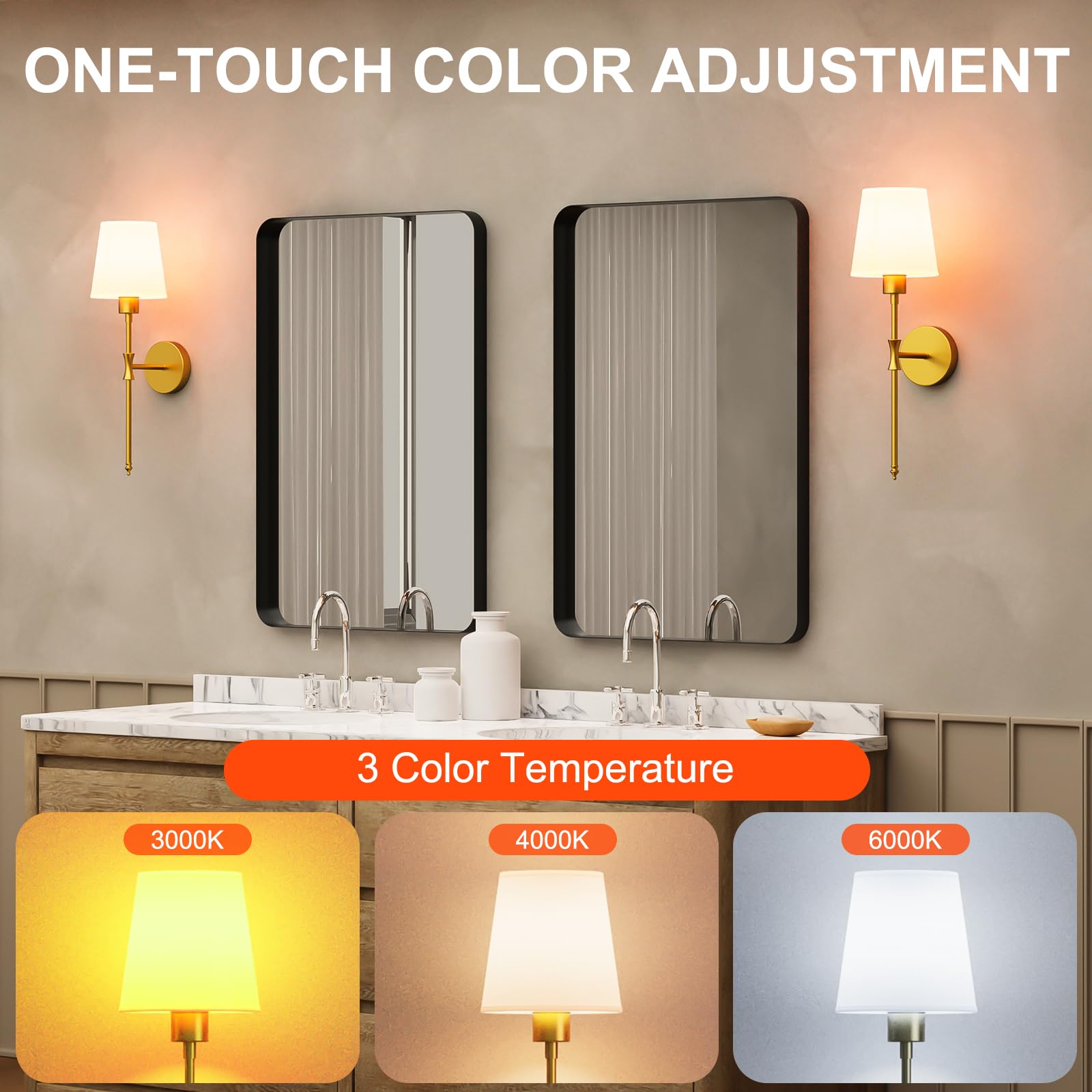 Battery Operated Wall Sconces Set of Two, Rechargeable Wall Light with Remote Control, Dimmable 1800K-6000K LED Wall Lamp, 9 Col
