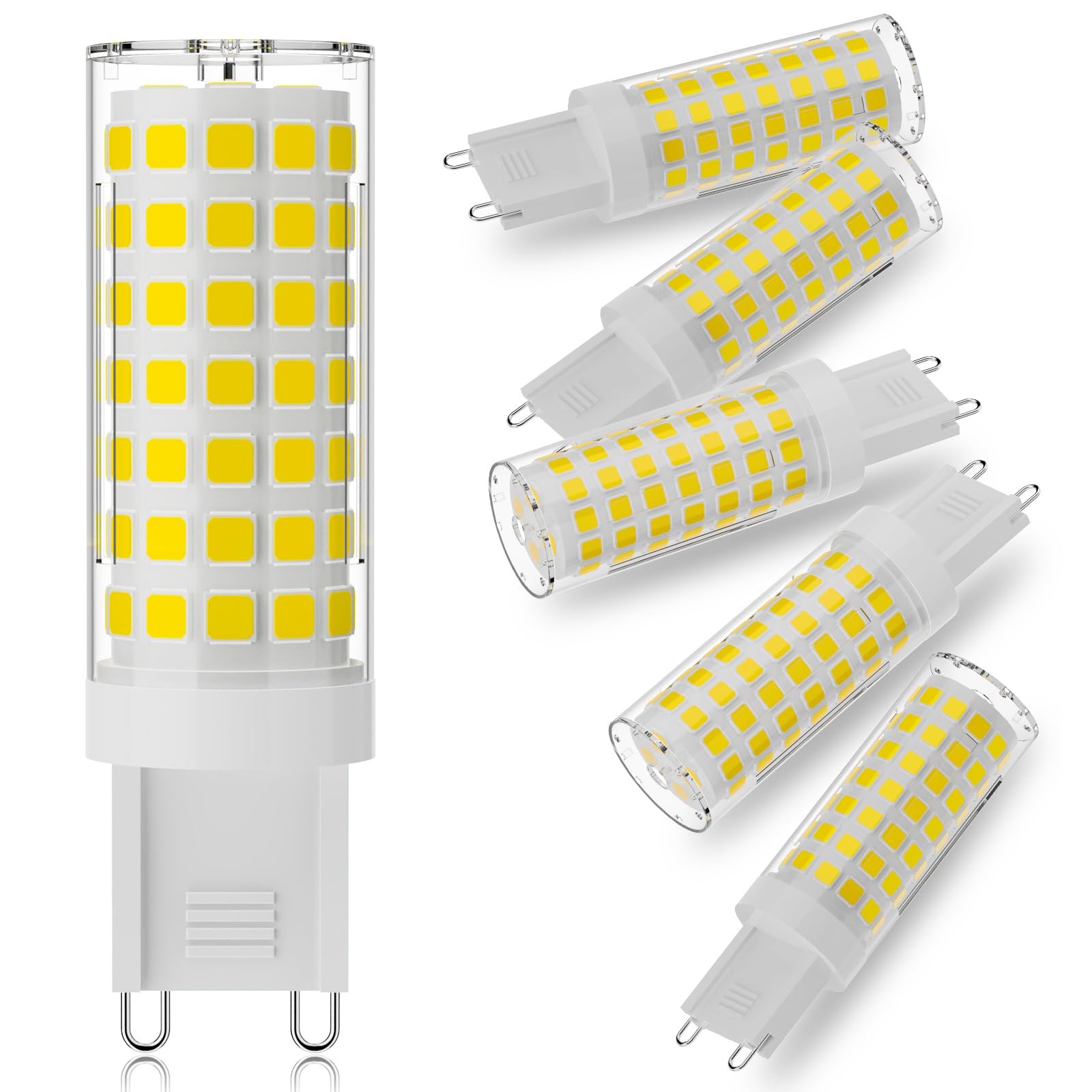 Dumiloo G9 Led Bulb 6W 60W Halogen Equivalent 4000K Natural White High Brightness 600Lm  Ac120V T4 G9 Bulbs With Long Lifespan For Chandeliers Home Lighting G9 Bi-Pin Ceramic Base Non-Dimmable 6 Pack
