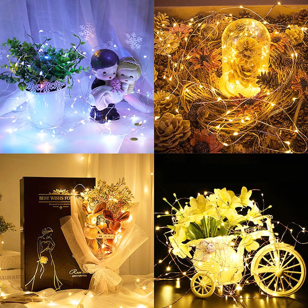 Bqzyx+ 2 Pack Usb Fairy Lights Usb Powered String Lights Warm Yellow 5 Meters 50 Lamp Beads Led Christmas Lights Fairy String Lights Led Light String (Warm Yellow)