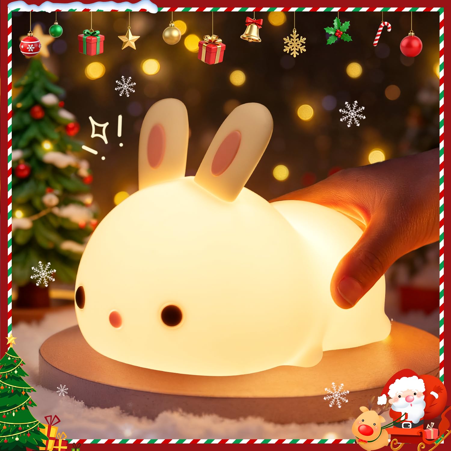 One Fire Bunny Night Light For Kids 16 Colors+ Silicone Soft Toddler Night Light  Dimmable+Rechargeable Nightlight For Kids Room  Easy Tap Control Bunny Lamp  Rabbit Lamp  Cute Stuff  Gifts For Girls