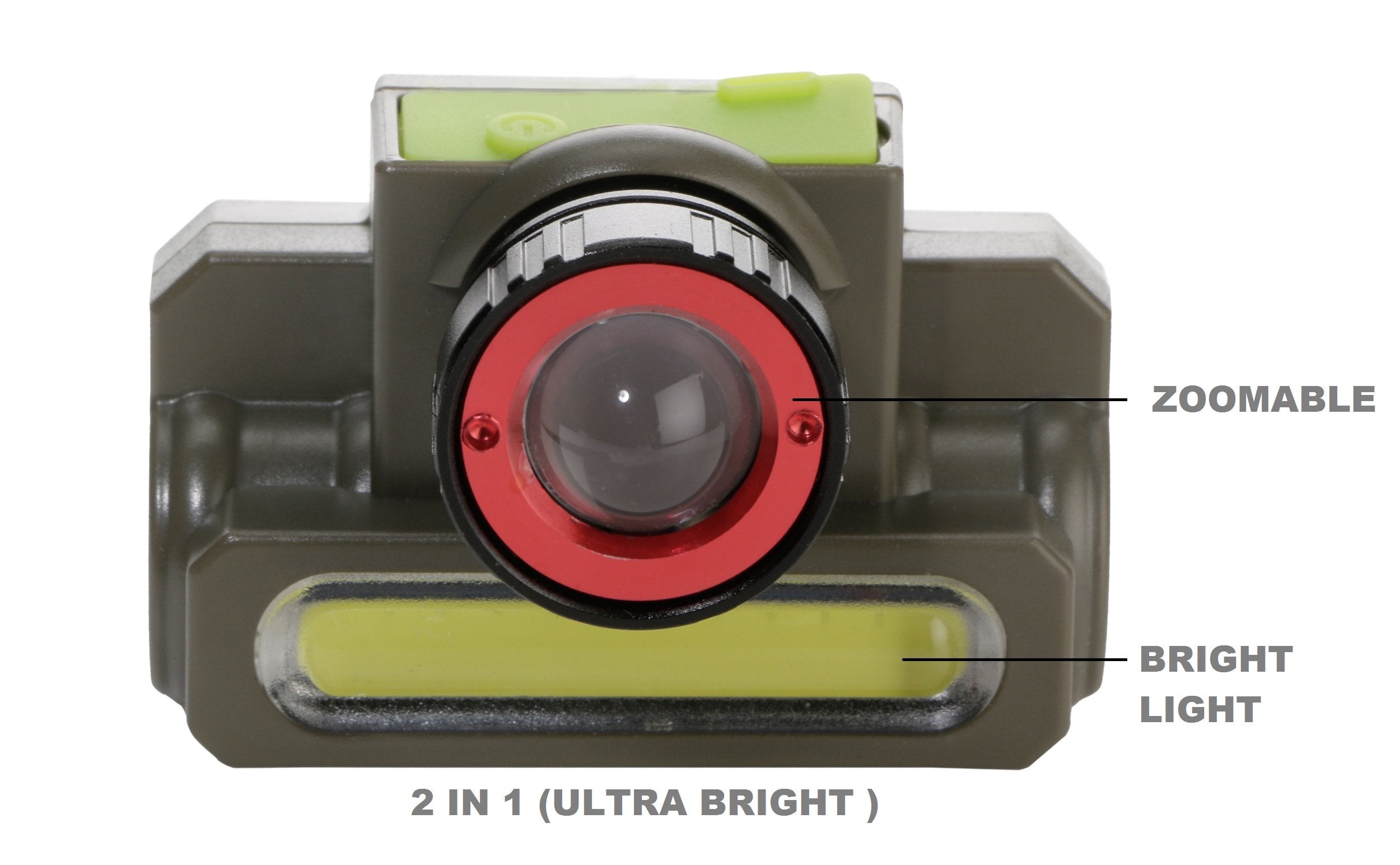 DOCOSS-2 in 1 -Zoomable Ultra Bright Waterproof Cree Rechargeable Headlamp Headlight Head torch Weatherproof LED Flash Light Spo