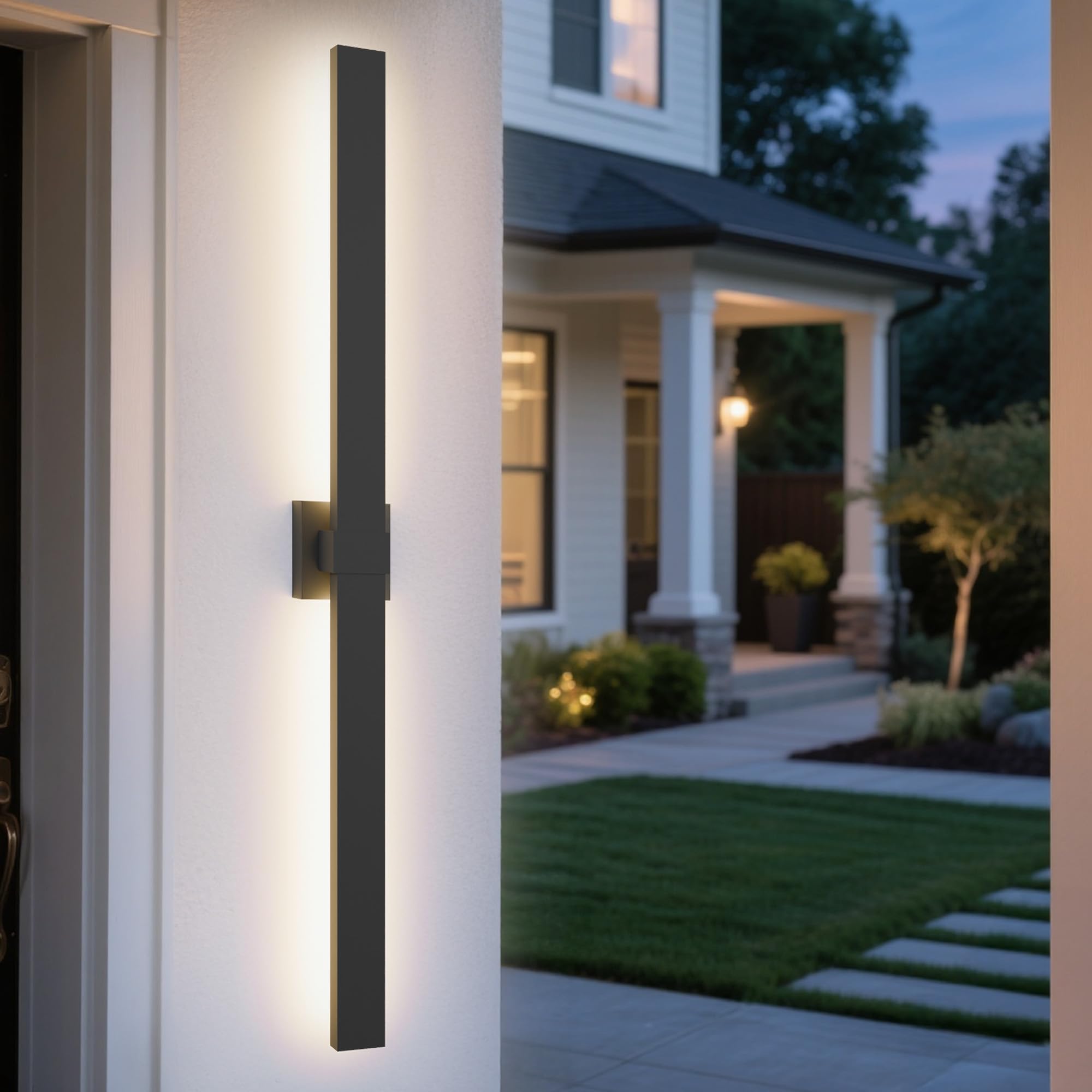 Lamqee 47.2 In Aluminum Long Outdoor Wall Lights  3000K 1760Lm Led Waterproof Ip65  Modern Exterior Lighting Fixture Linear Outdoor Sconce Wall Mount Outside Lighting For House Porch Patio Garage Door