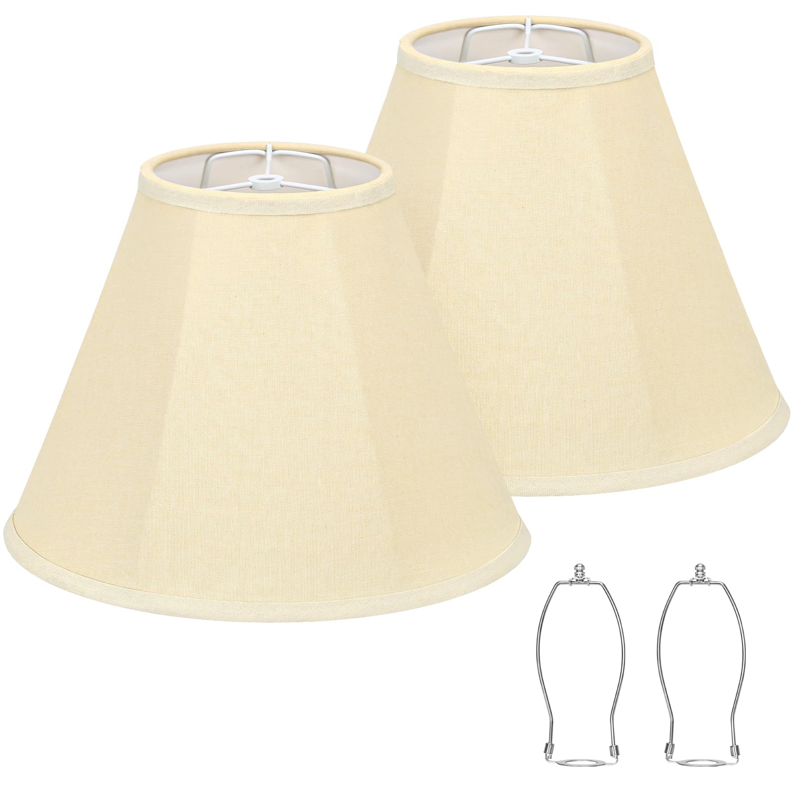 Bell Lamp Shades Set of 2, Cream Fabric Lampshades Medium Shade Replacement, 6''Top x 13''Bottom x 10''High, Natural Linen Hand 