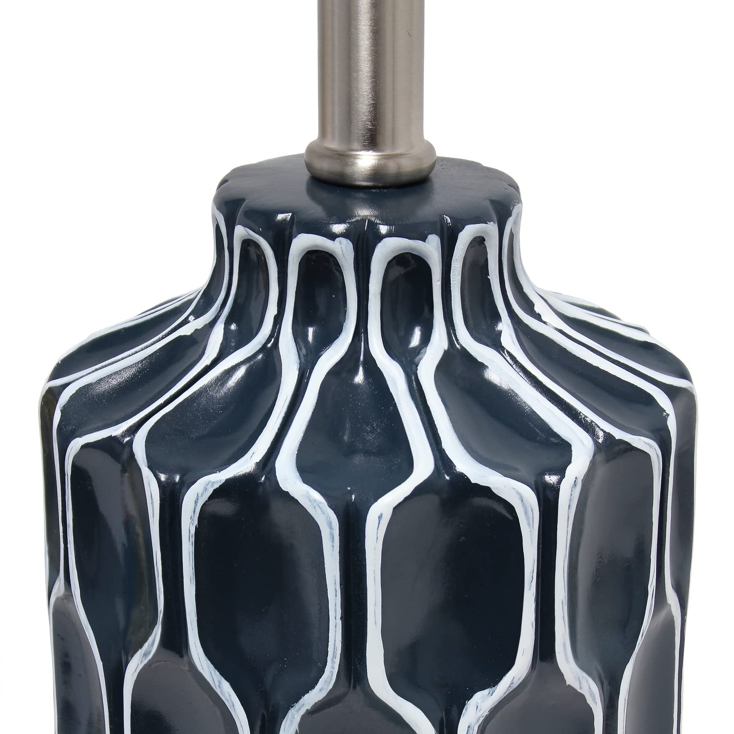 LALIA HOME Contemporary Moroccan Table Lamp - Resin, Fabric White Shade, Blue, Model LHT-5034-BL