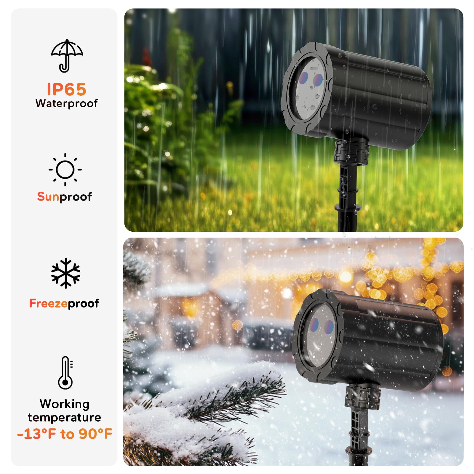 Christmas Projector Lights Outdoor, Led Waterproof Projector Lights, 3 Modes With Remote Control Outdoor Christmas Projector For