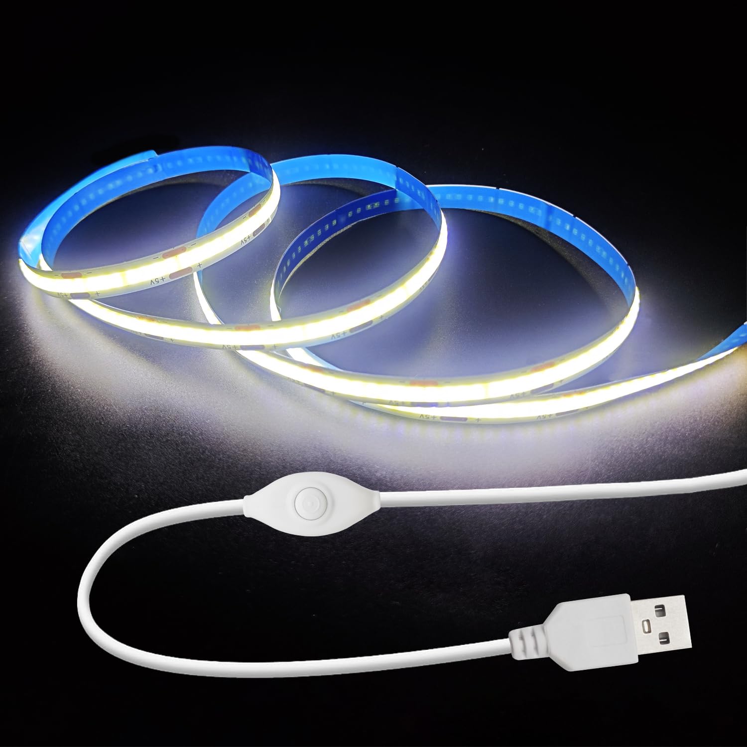 ZSLAIFU 5V LED Band Lights  White USB LED Light Band  3.28FT Dimmable Cob LED Band Light  High Brightness Short LED Band for Display Cabinet  Living Room  TV Lights
