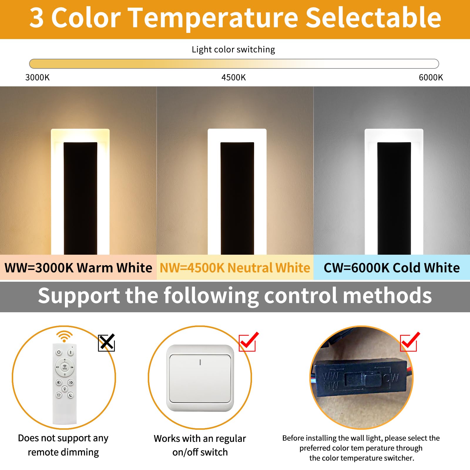 Upgrade Widened 2 Pack 31.4Inch Modern Outdoor Wall Sconce, 3 Color 3000K/4500K/6000K, 31W, Ip65 Waterproof Long Wall Lights, Mi