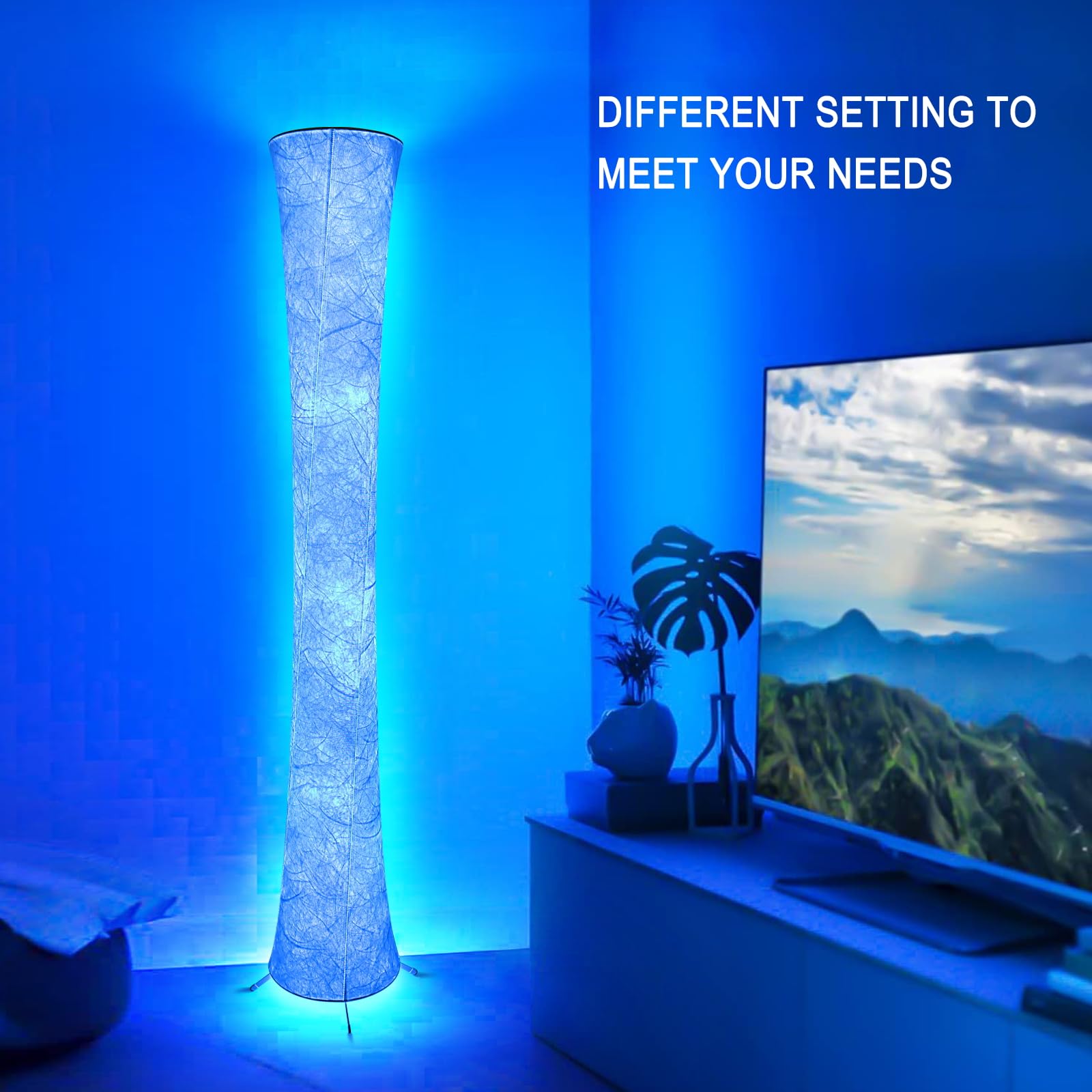 WORLD WIN 61'' Smart RGB LED Floor Lamp, Music Sync, 16 Million Colors, APP & Remote Control, RGB Color, Tyvek ADM Material