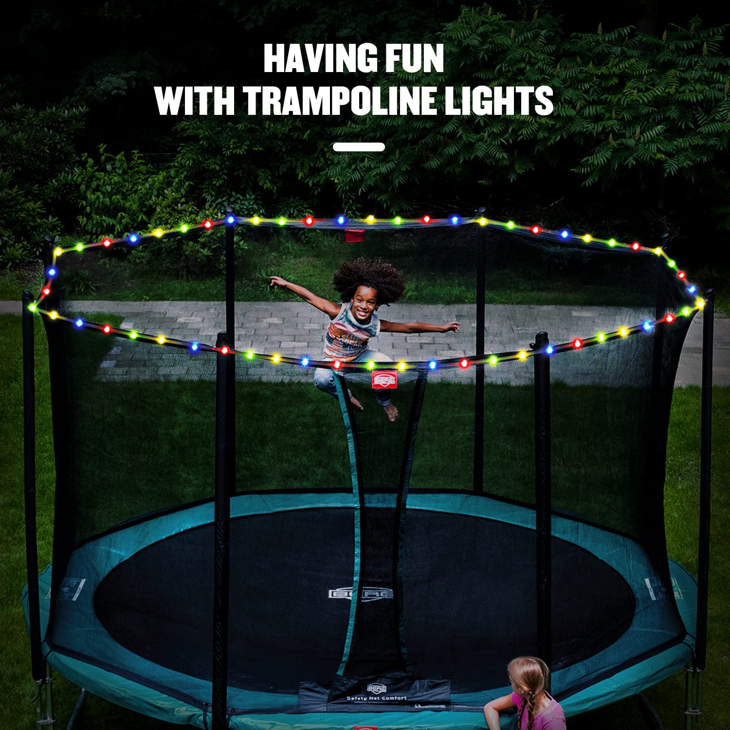 POTIVE Solar Christmas Rope Lights - 100 LED, 2 Pack, Multicolor, Outdoor Trampoline Accessories, 8 Modes