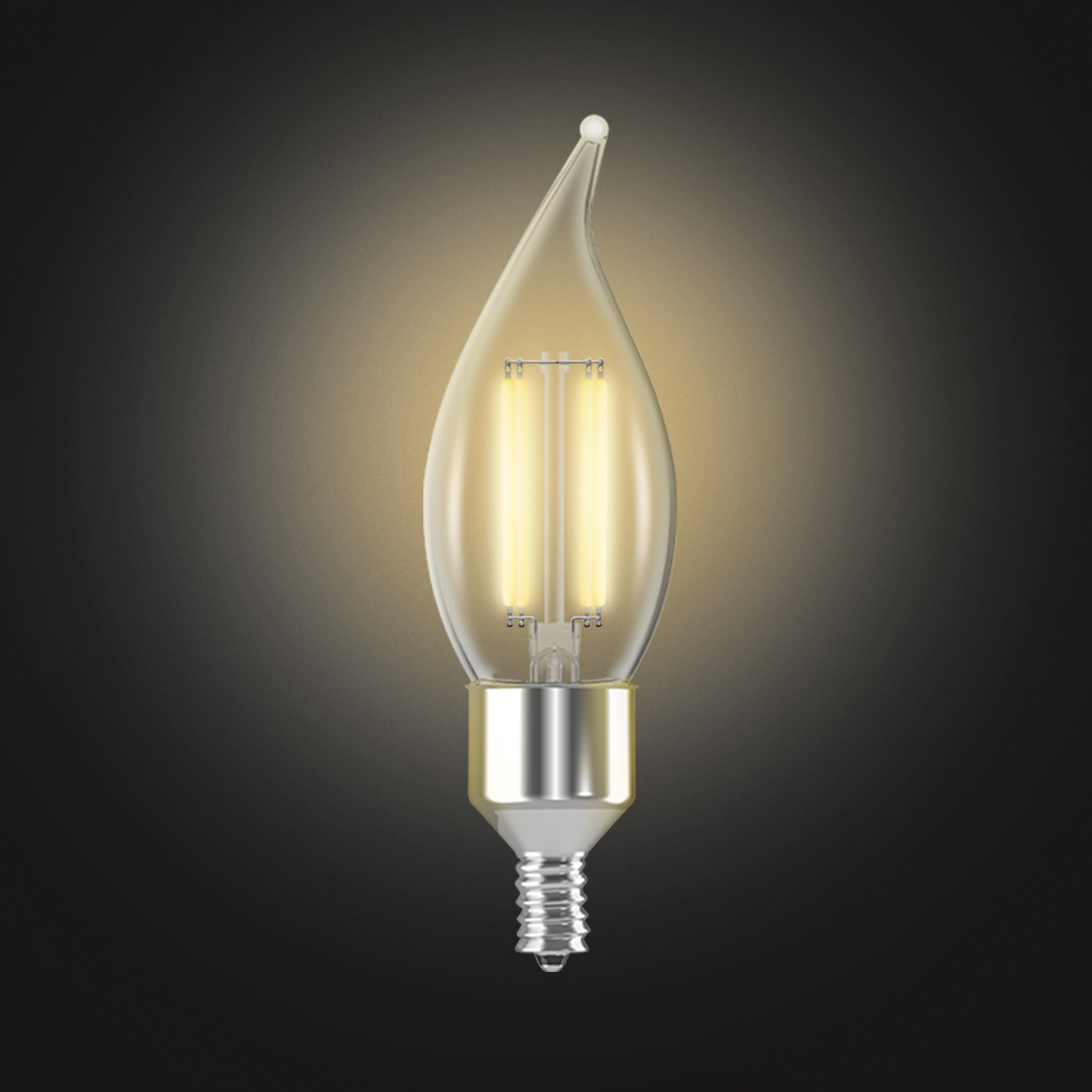 Feit Electric Smart LED Candle Wifi Bulb, E12 Base, 2700K Soft White, Flame Tip Filament, Model CFC40/927CA/FIL/AG/4,