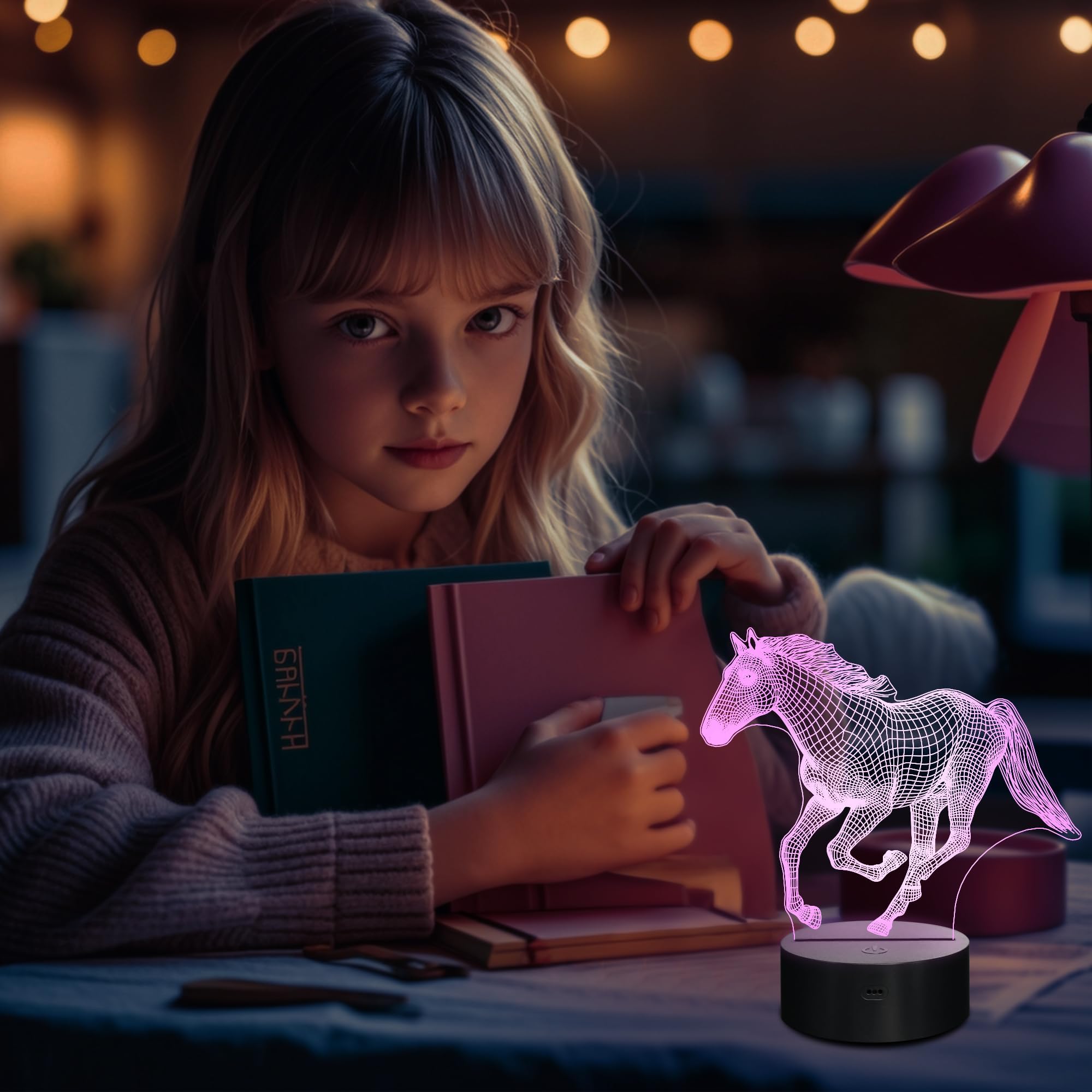 Lightzz Horse Night Light - Remote Control, 16 Colors, Acrylic Lamp for Kids Room, Holiday Gifts, Model FS-XMX001-9999