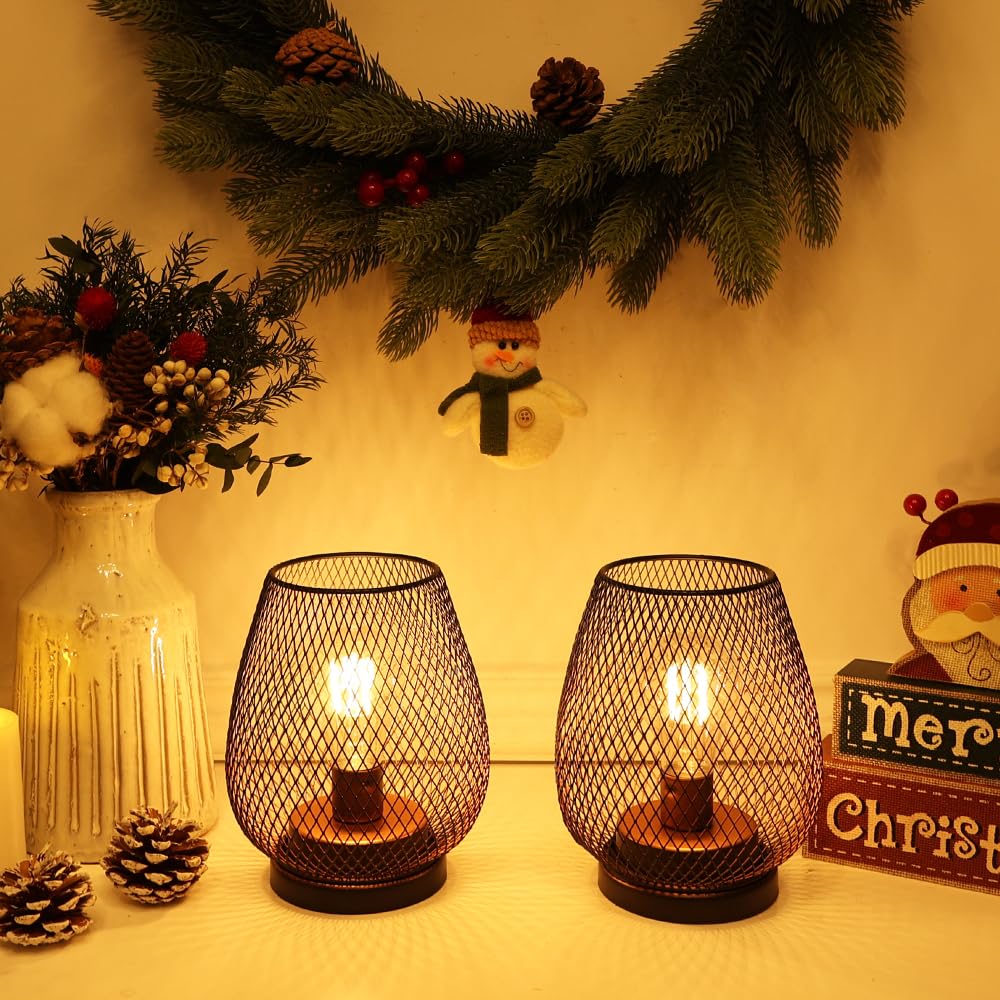 Needomo 4 Pack Battery Operated Metal Lanterns With Led Bulb - Vintage Indoor/Outdoor Decor
