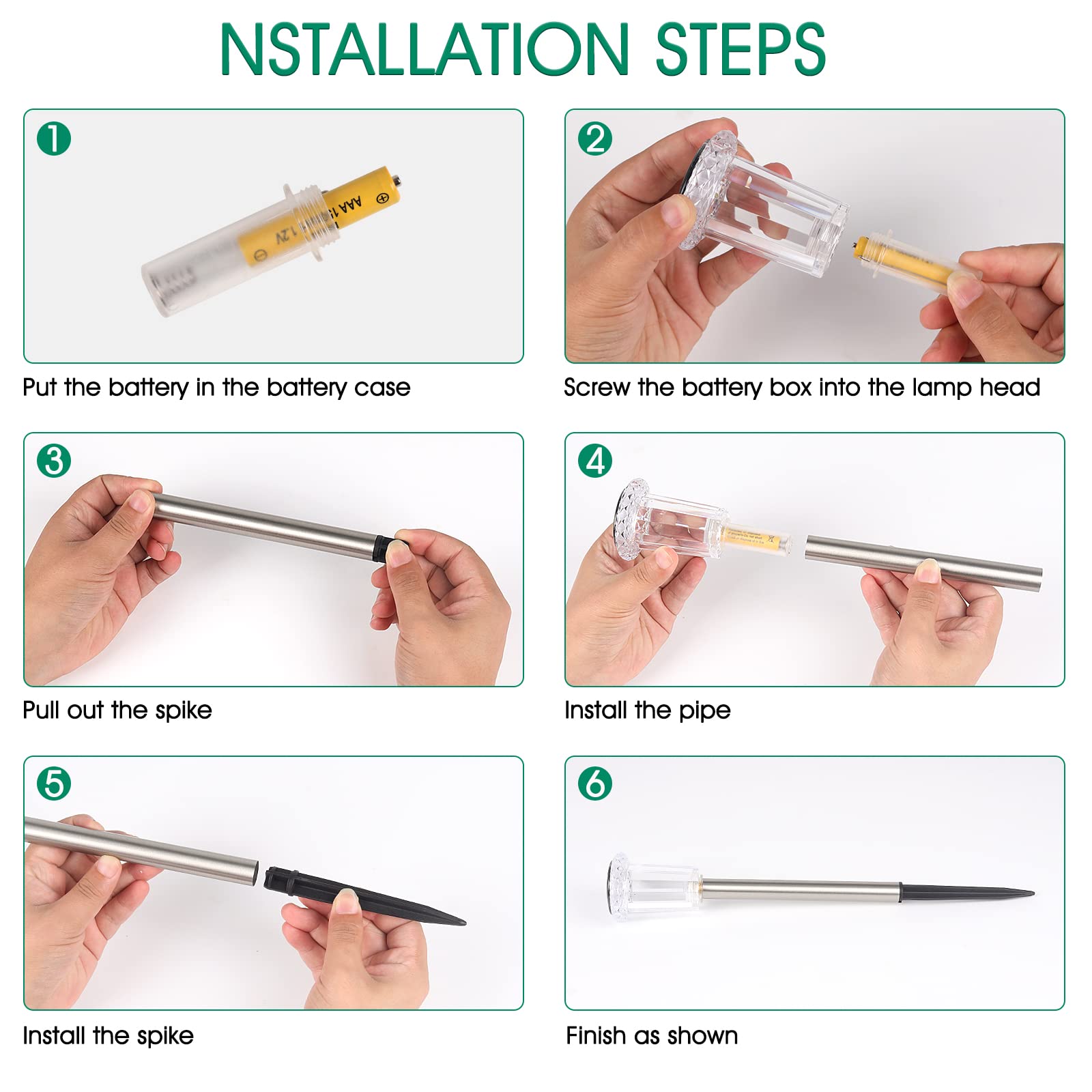 Eyrosa Solar Pathway Lights, 15 Pack, Waterproof, Acrylic, Color Changing, Model OSA003-15