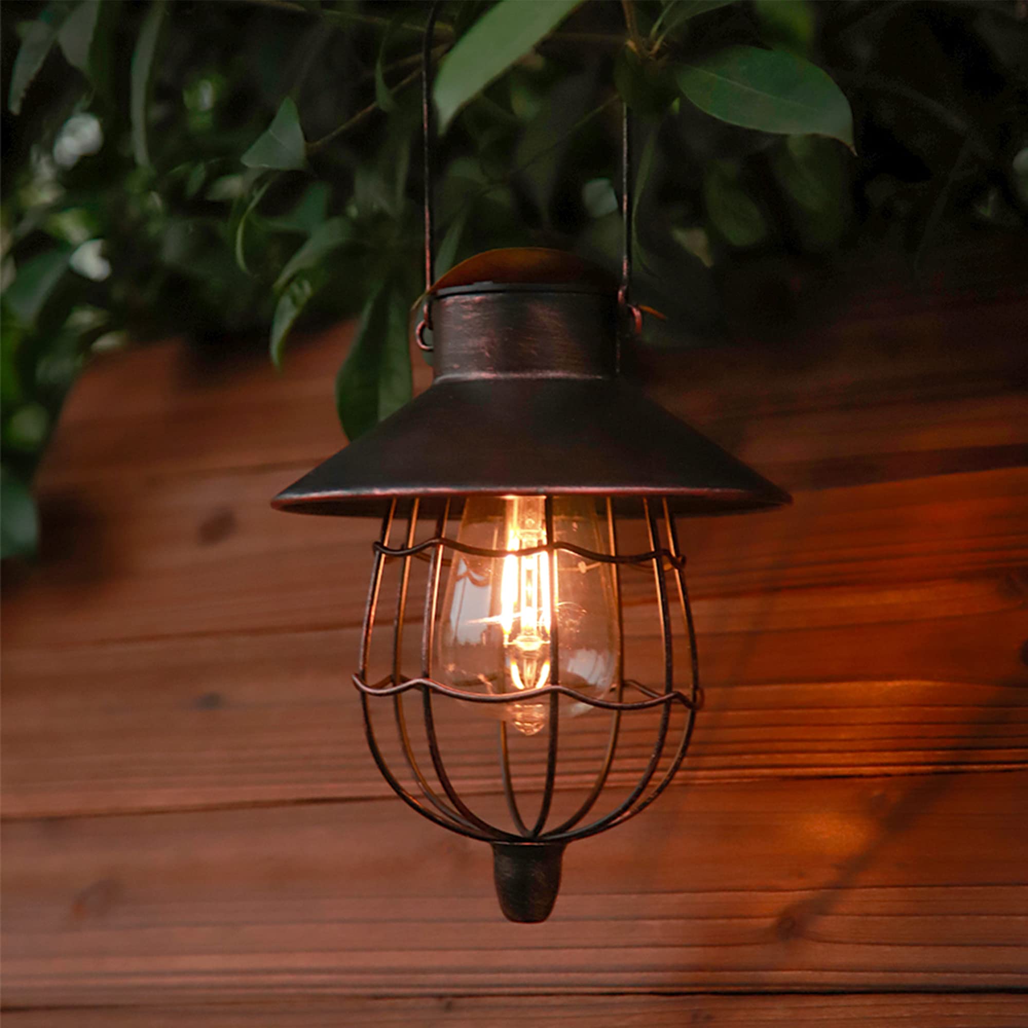 YAKii Solar Lantern 2 Pack Waterproof Metal Lamp Warm White Light Antique Copper 221835 for Yard Garden Patio Decor