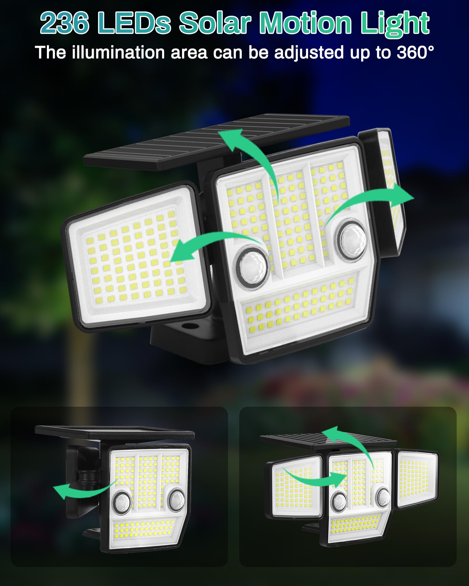 Haaray Solar Outdoor Lights With Stakes, 2500Lm 180 Pir Motion Sensor, 360 Illumination, 3 Lighting Modes, In-Ground Or Wall Mou