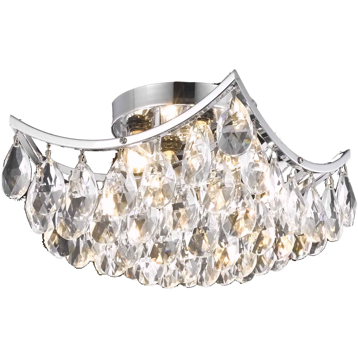 Living District Indoor Modern Home Decor Bright Clara Collection Flush Mount D10in H8in Lt:4 Chrome Finish