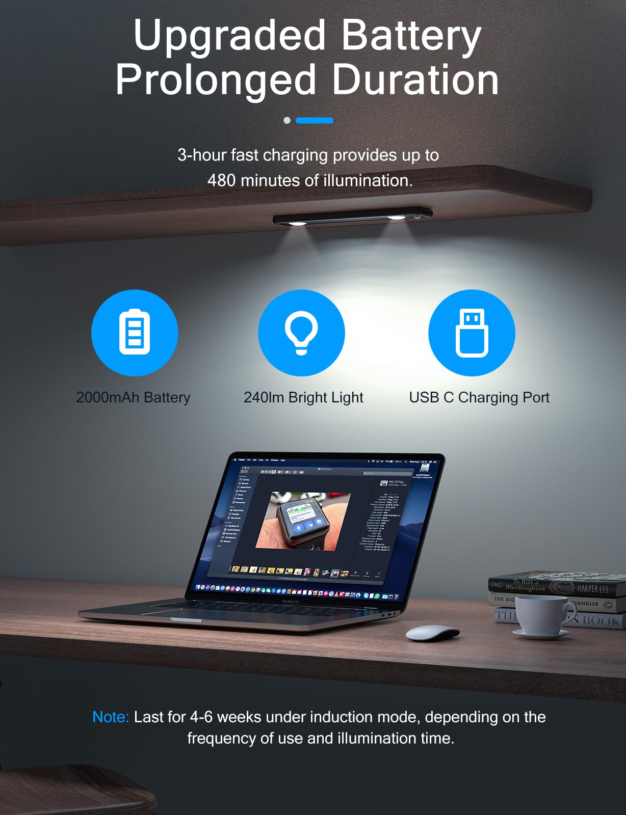 Yiger Wireless Motion Sensor Under Cabinet Lights, 10In Black Led Night Light, 2 Pack