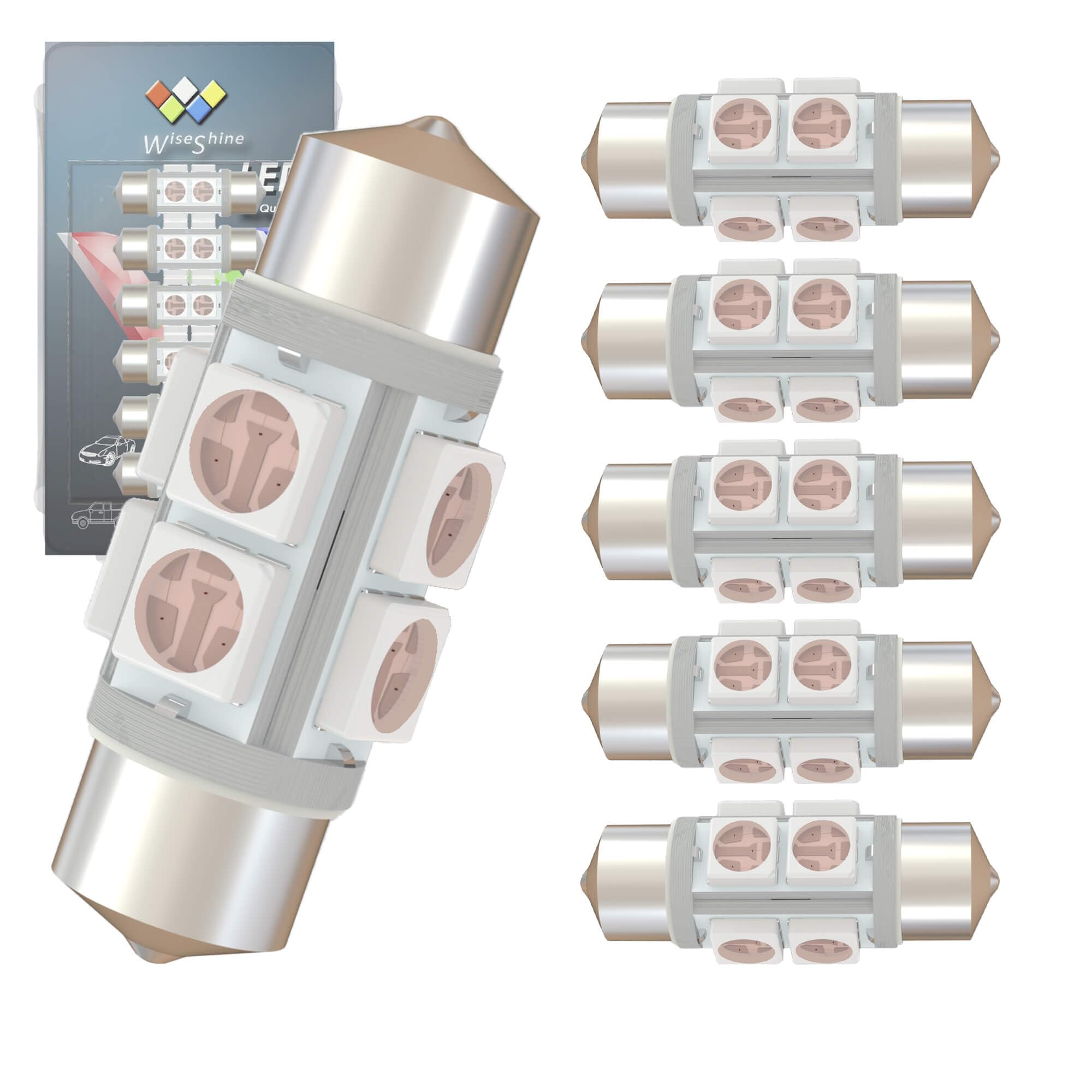 Wiseshine DC 12V 38mm 6418 LED Bulb Pink Purple 6411 DE3423 Festoon LED Car Bulbs for Marine Boat RV Car Interior Map Trunk Ligh