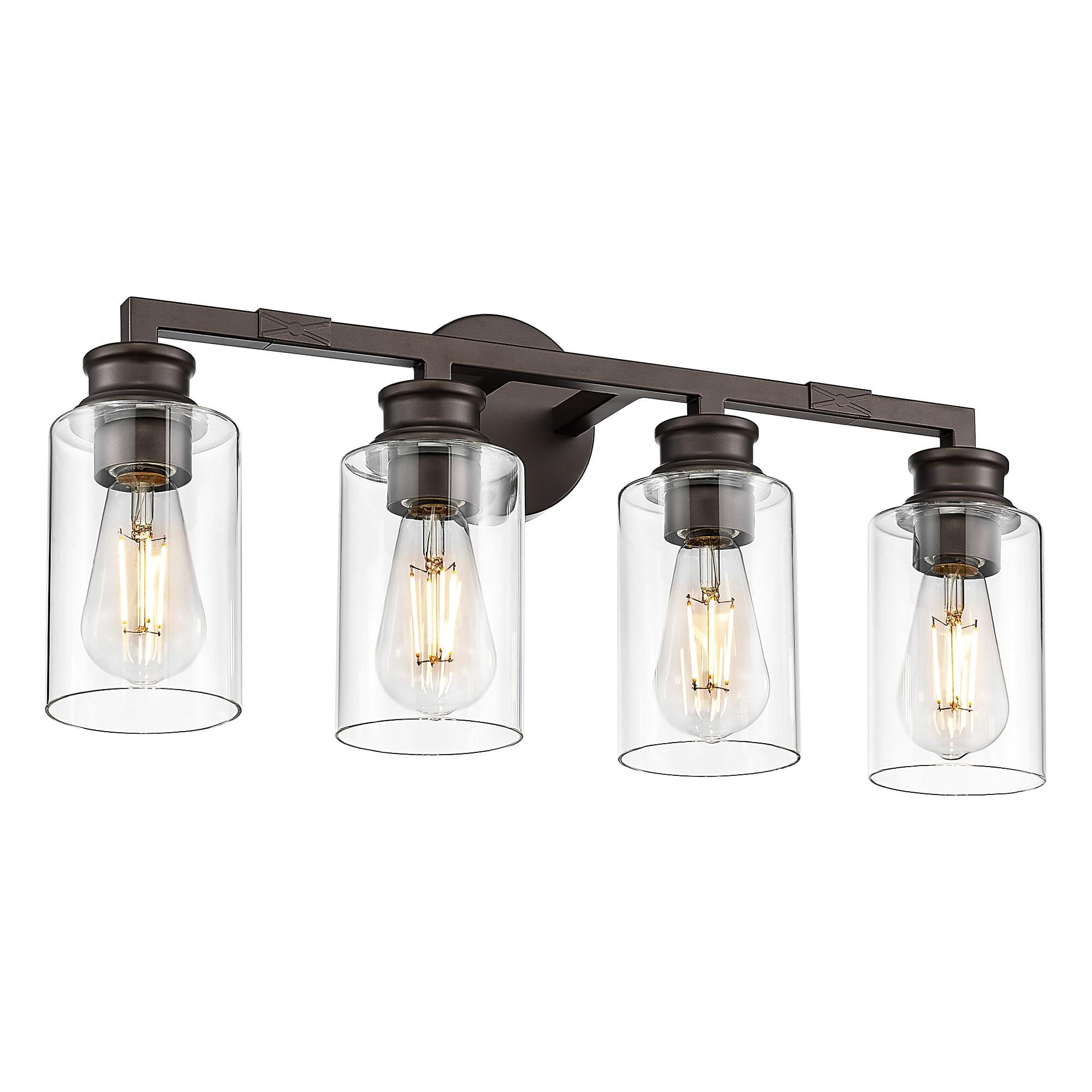 Emliviar 4-Light Vanity Light, Oil Rubbed Bronze Finish, Clear Glass Shade, Model YCE253B-4W ORB
