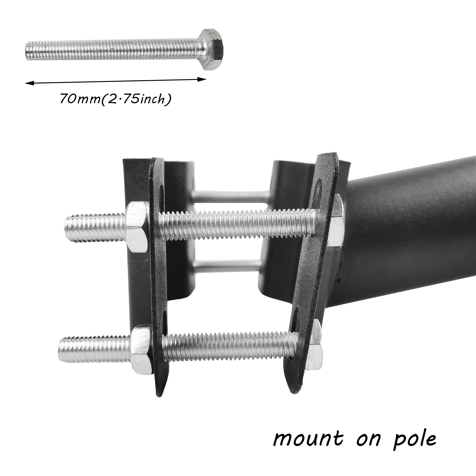 MiDive Street Light Pole - 12 Inch Black Metal Mounting Arm, Rustproof Waterproof Fixture for LED Wall Mounted Solar Light