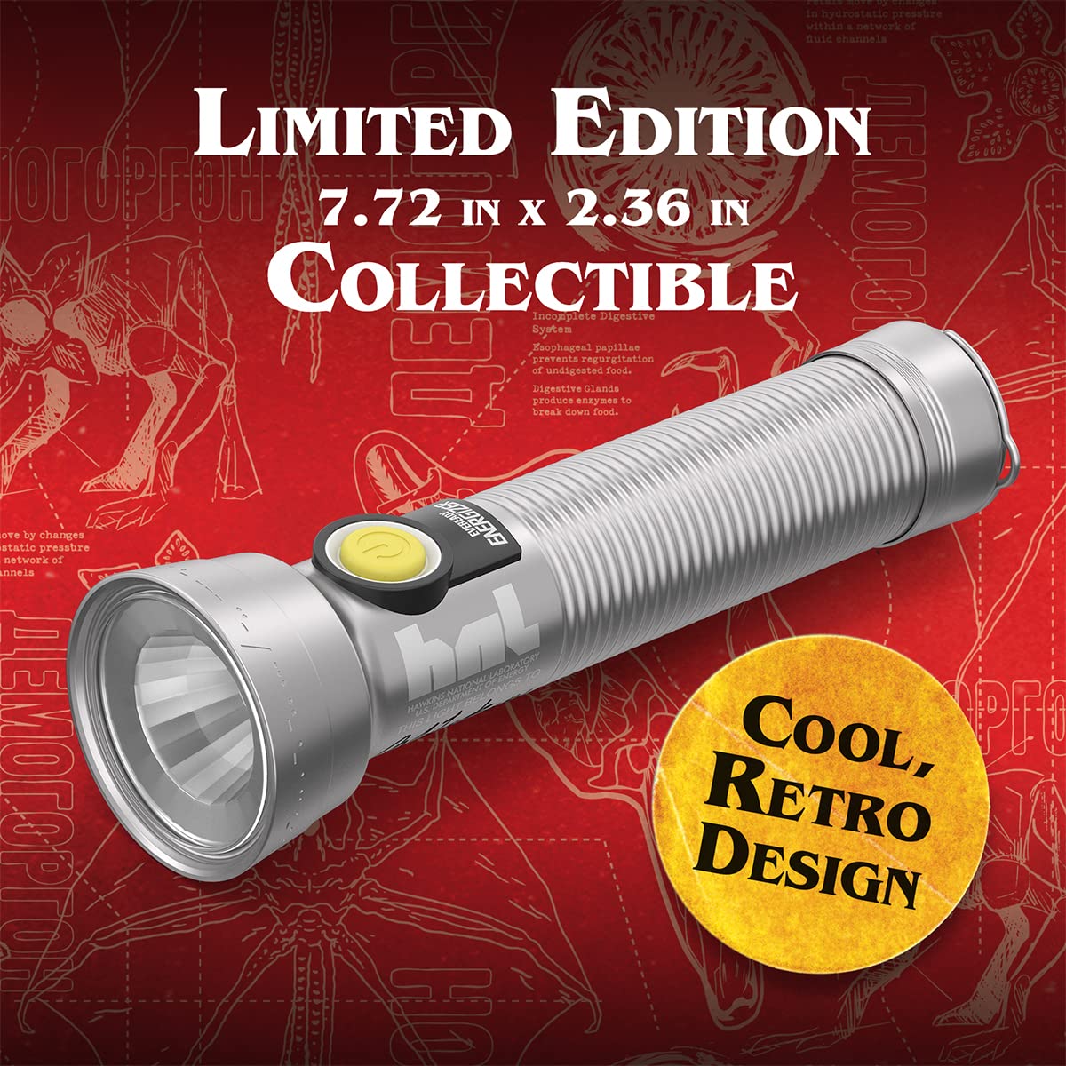 Energizer Stranger Things Demogorgon LED Flashlight, Vintage Collector's Edition, Silver, 1 Count, Batteries Included