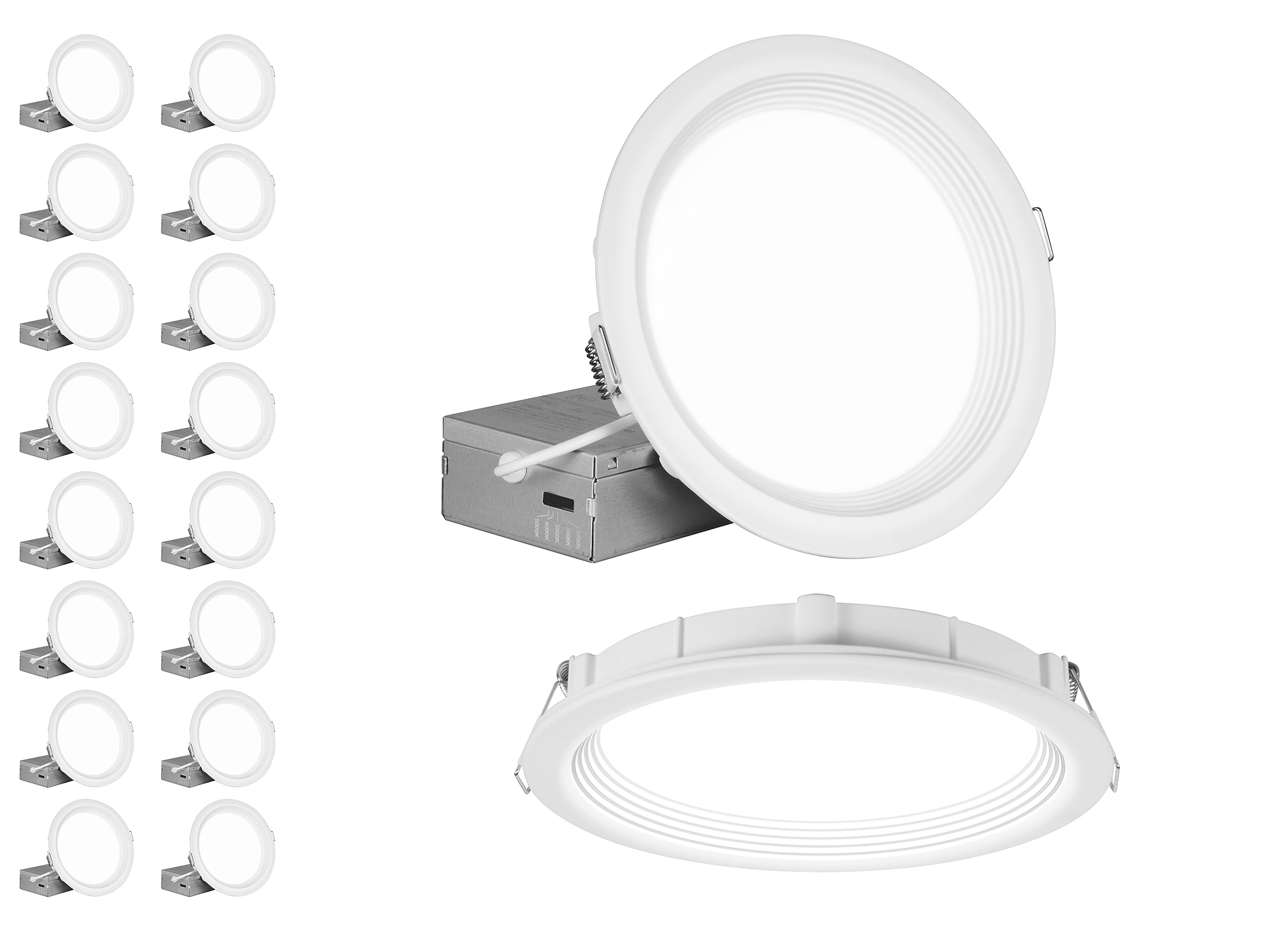 NICOR Lighting RELSR 6 in. Round Selectable Regressed LED Remodel Downlight (16 Pack) (REL61120SRRWH-16PK), White