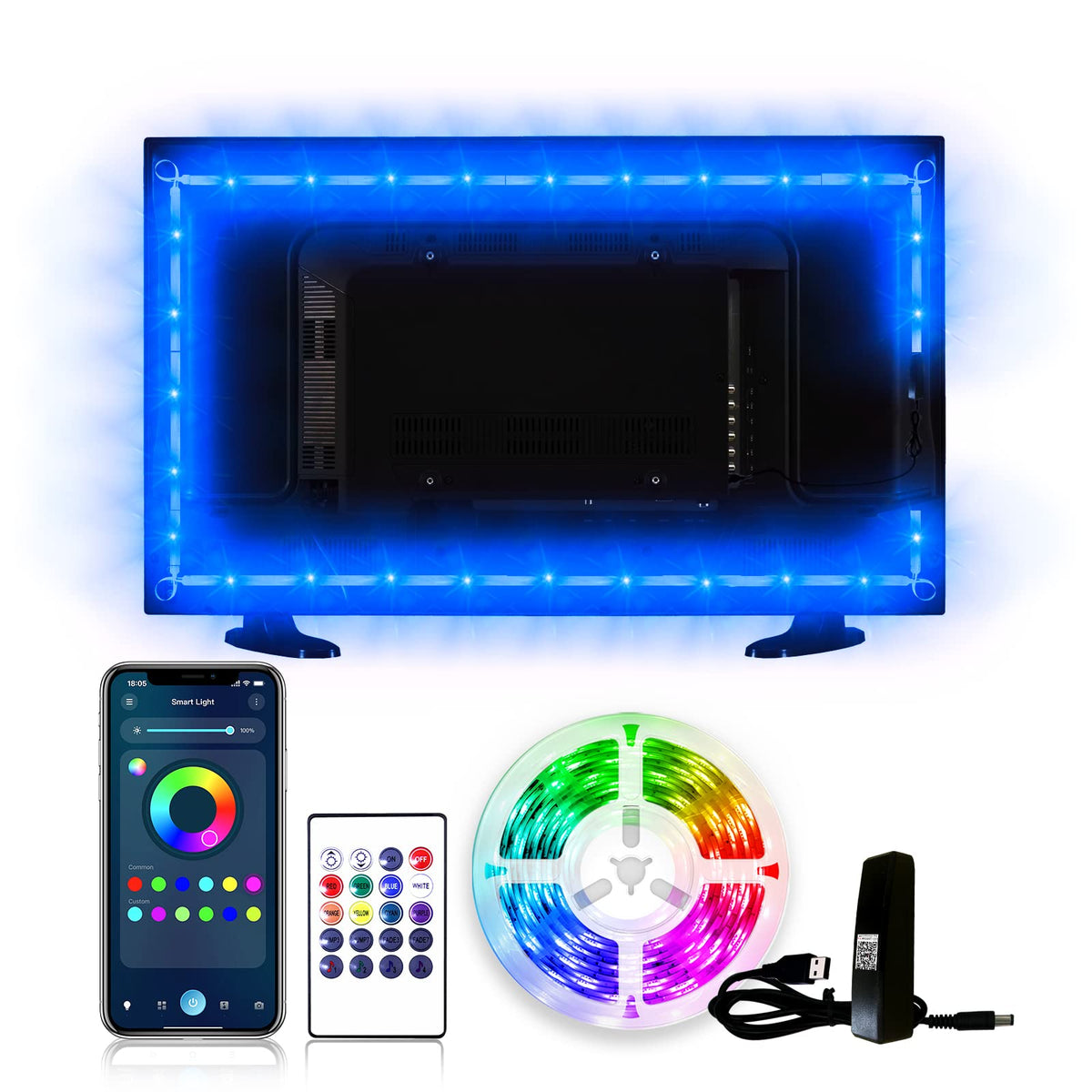 Daybetter Led Tv Backlight,12.5Ft For 55-65In Tv, Led Light Tv, Led Strip Lights Kit With Remote, 16 Color Diy Led Lights For Co