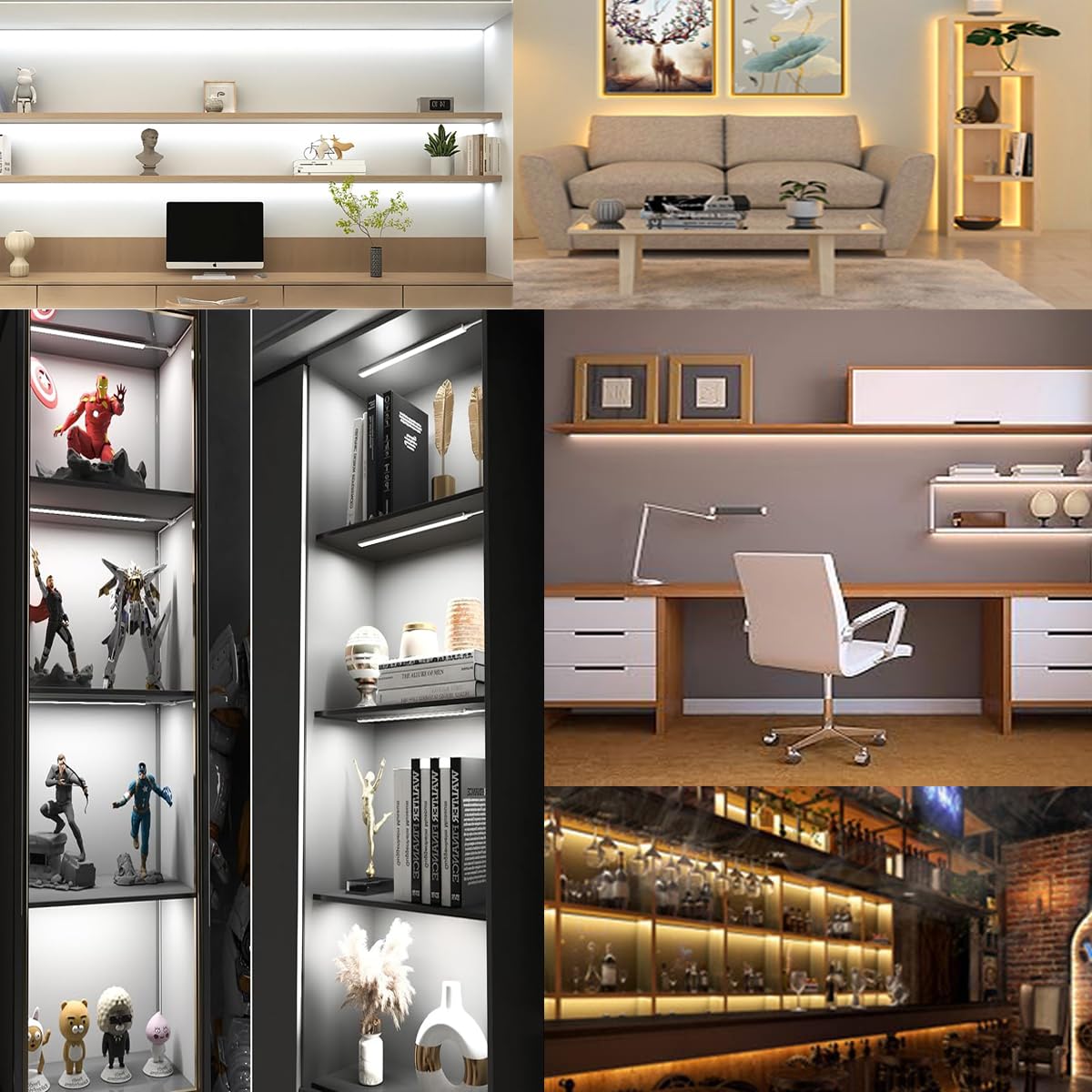 Cefrank LED Under Shelf Lighting Kit, 8 Linkable 12-Inch Light Strips, 20W 2000lm, Cool White, Model XXDT120-8pcs