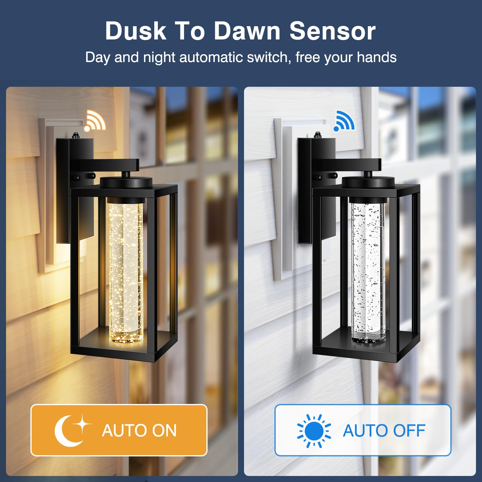 Vianis Large Exterior Lighting Fixtures, Black Outdoor Porch Lights For House, 10W Led Modern For Patio With Crystal Bubble Glas