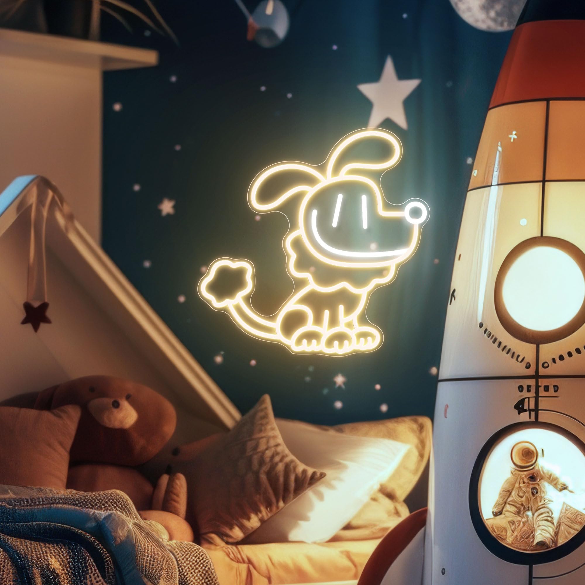 Officially Licensed Dog Man Zuzu Led Neon Sign - Vibrant Kids Bedroom & Game Room Wall Decor  Safe Movie-Themed Gift For Fans Christmas/Birthday (14X13.75 Inches)
