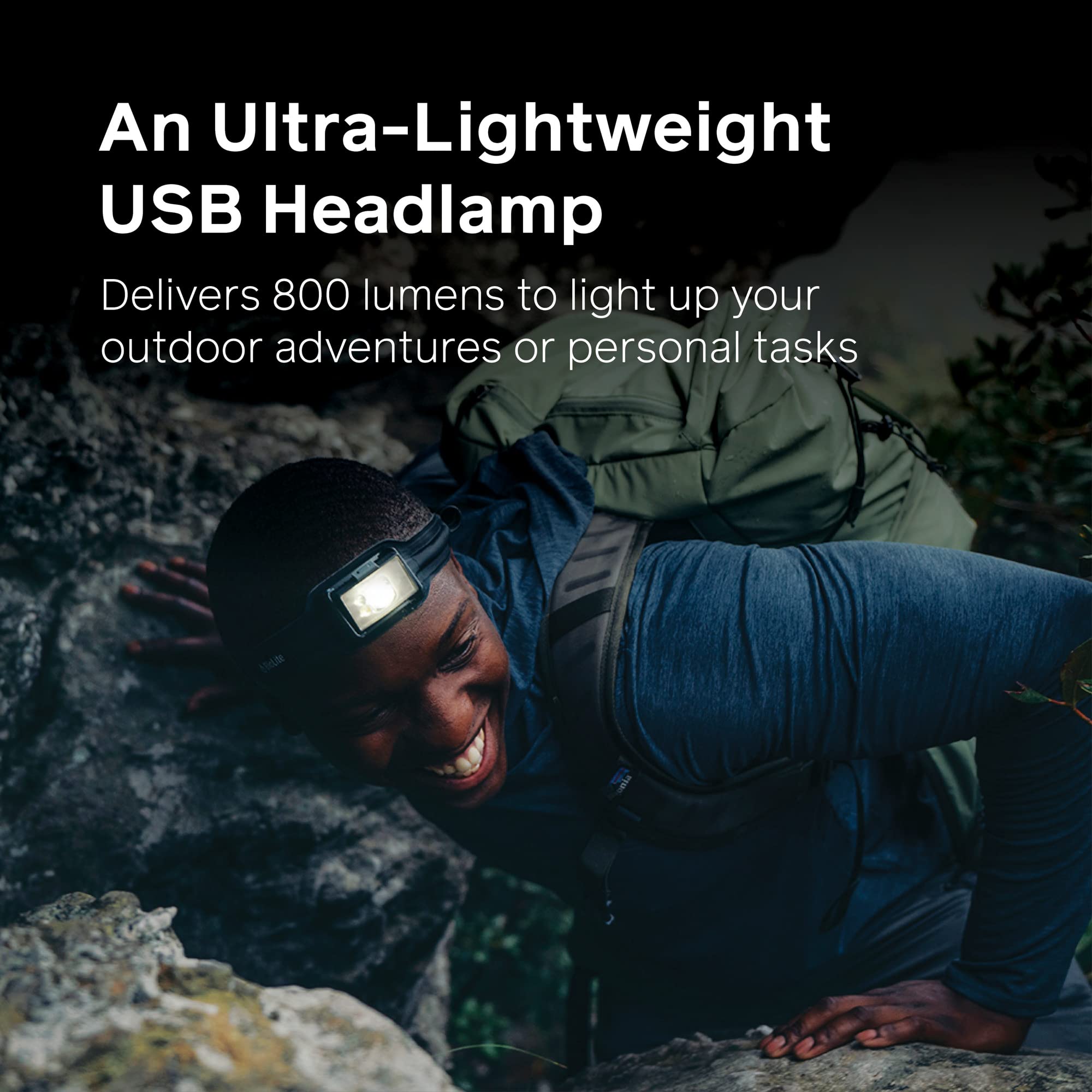 BioLite HeadLamp 800 Pro - 800 Lumens, Ultra-Lightweight, USB Rechargeable, Midnight Grey