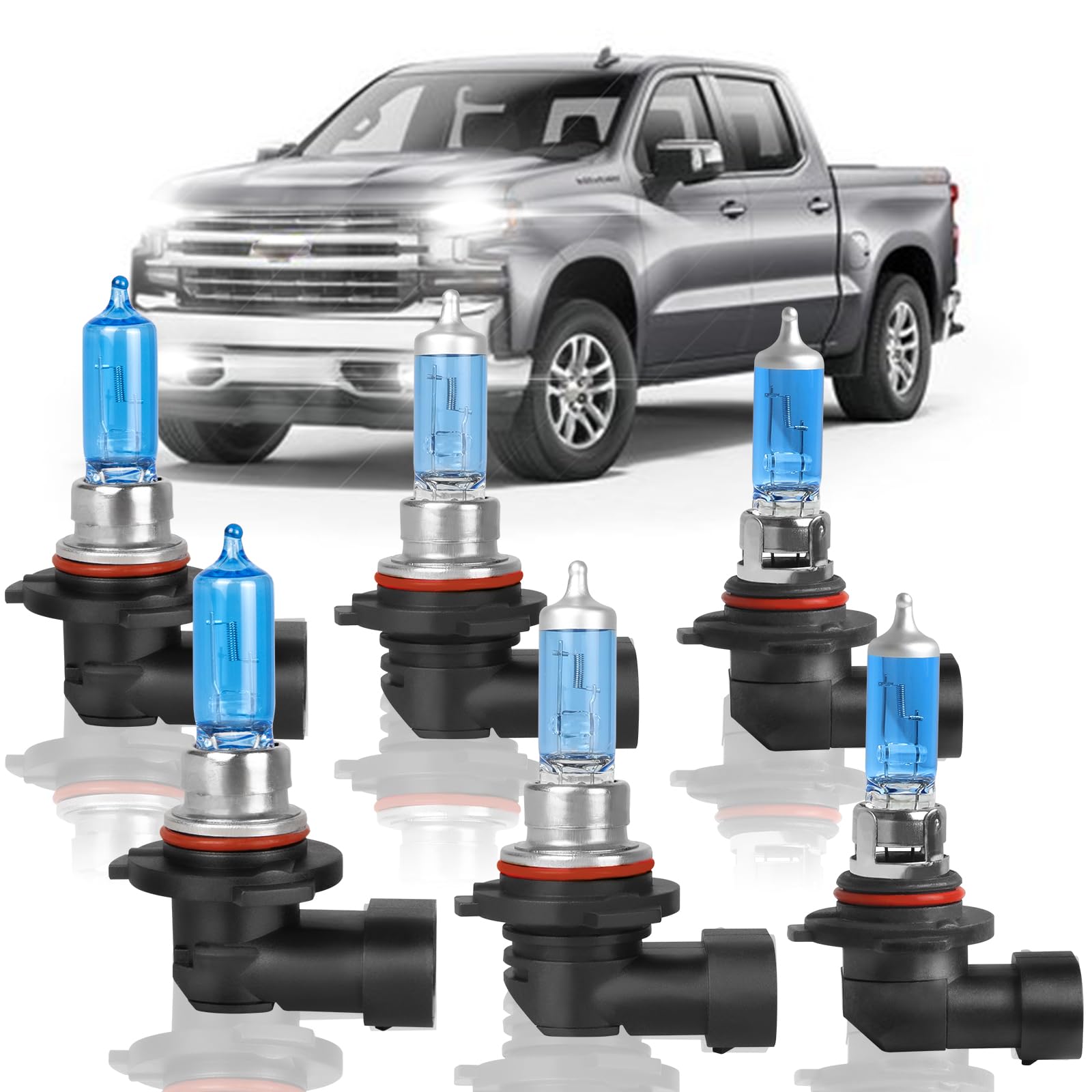 XRDHJI Fit for 2003 2004 2005 2006 Chevy Silverado 1500 2500 3500 High Performance Halogen Headlight Bulbs,9005 High Beam + 9006