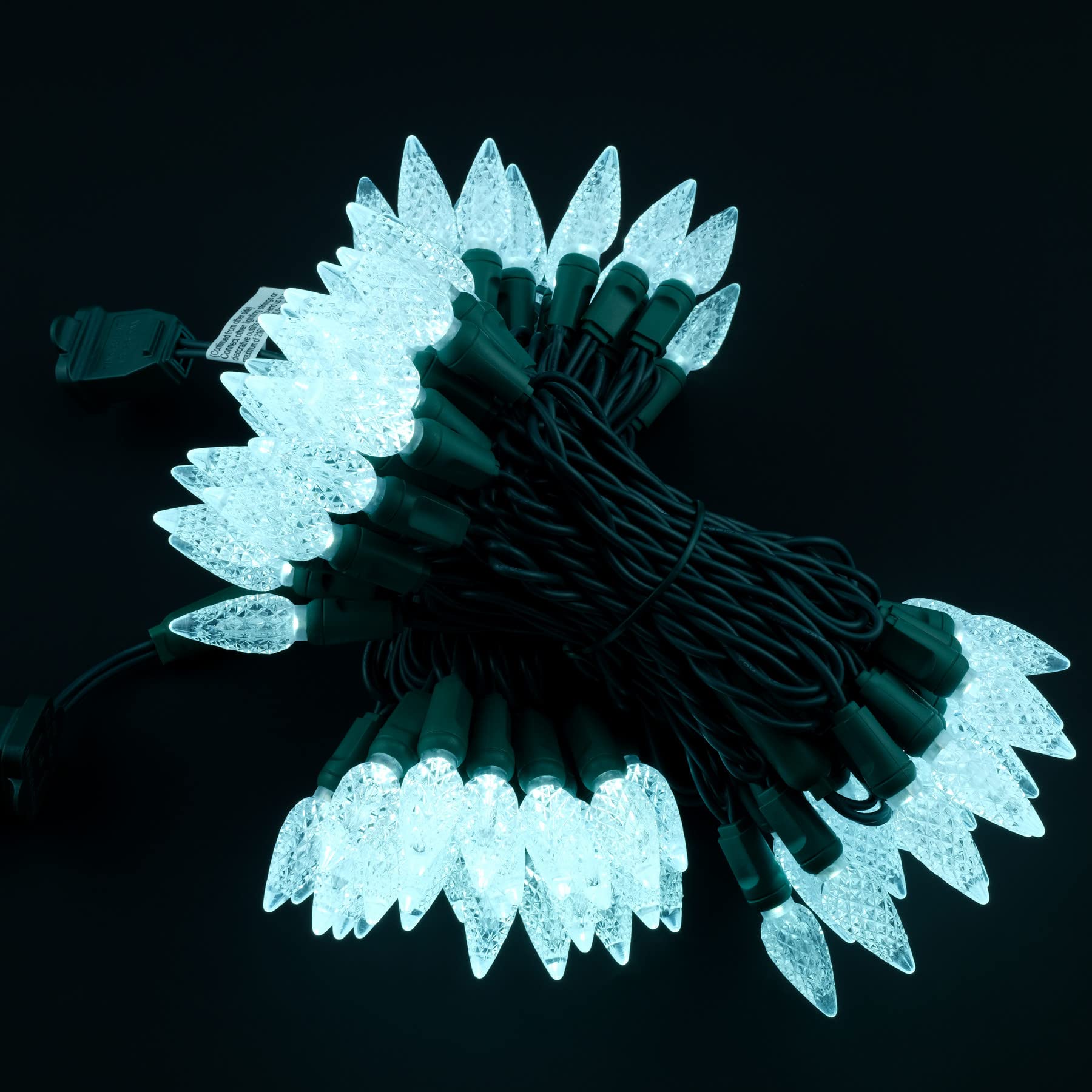 Yuletime Cool White C6 Strawberry Led Christmas Lights, 33 Ft 100 Count 4'' Spacing One-Piece High Waterproof Ul Certified Strin