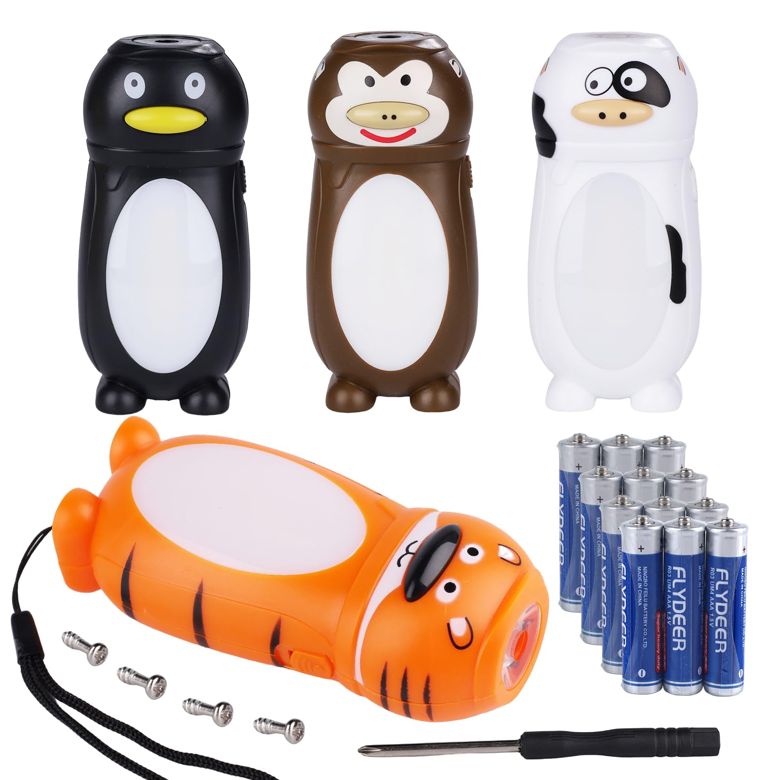 KunHe Mini LED Flashlight - 4 Pack, Multicolor, Model AN4, Cute Camping Essentials for Kids, Christmas Gifts