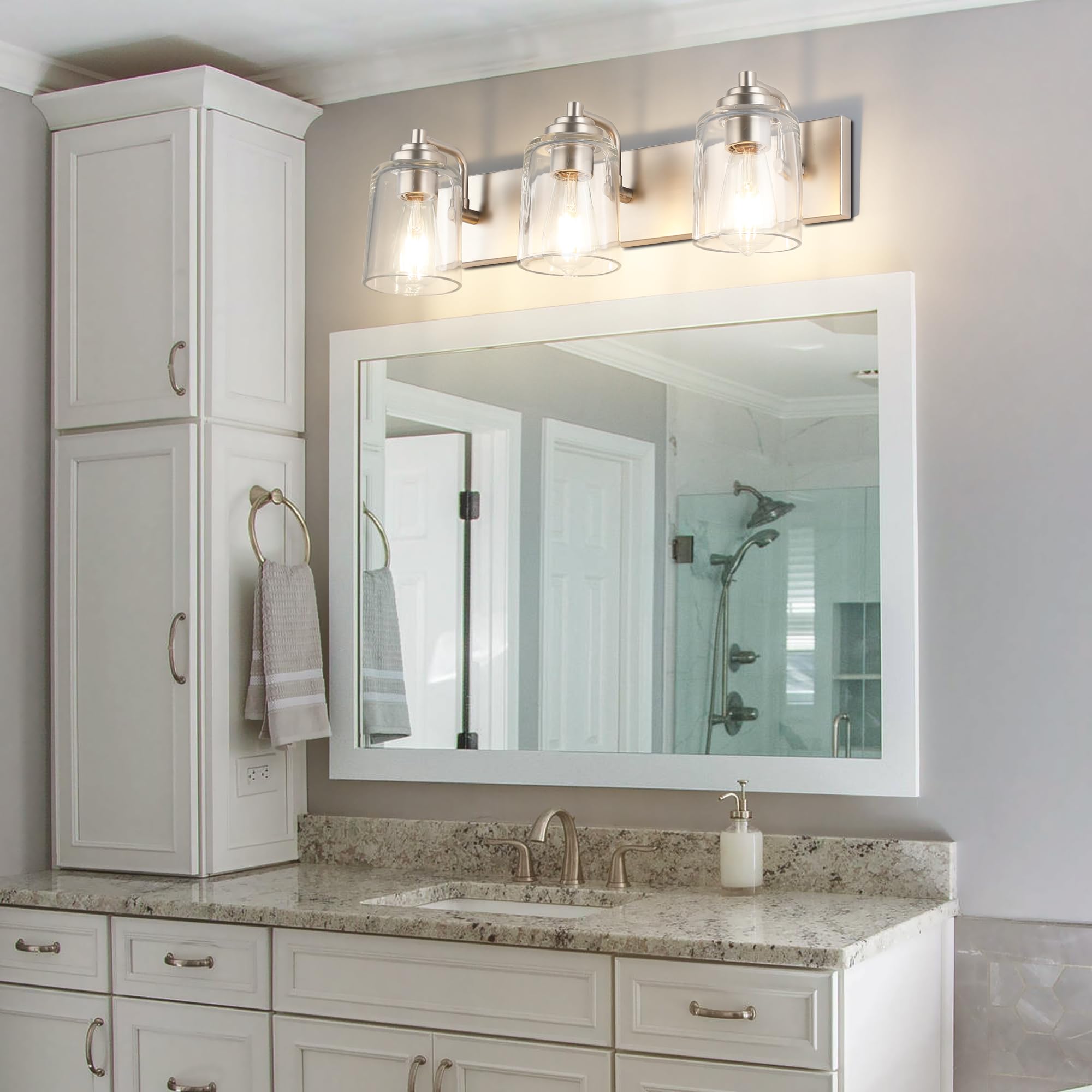 Solfart Brushed Nickel Vanity Light Bathroom Light Fixtures Over Mirror 3 Light Bathroom Lights For Bathroom Bathroom Vanity Lig