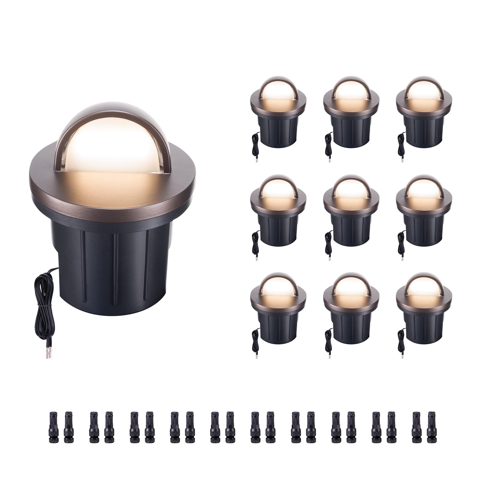 Varmtalys Low Voltage Well Lights LED, 12V in-Grade Landscape Lights, Outdoor IP67 Waterproof, 6'' Wired Directional Aluminum OR