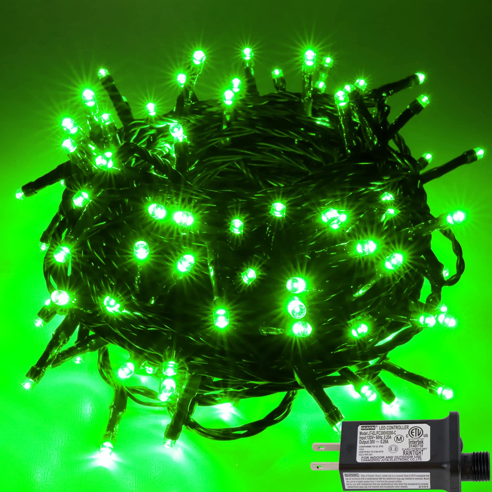 Pooqla Green String Lights Halloween Decoration, 200 Led 66 Ft Indoor Outdoor Led Green Lights, 8 Modes Twinkle Fairy Lights For