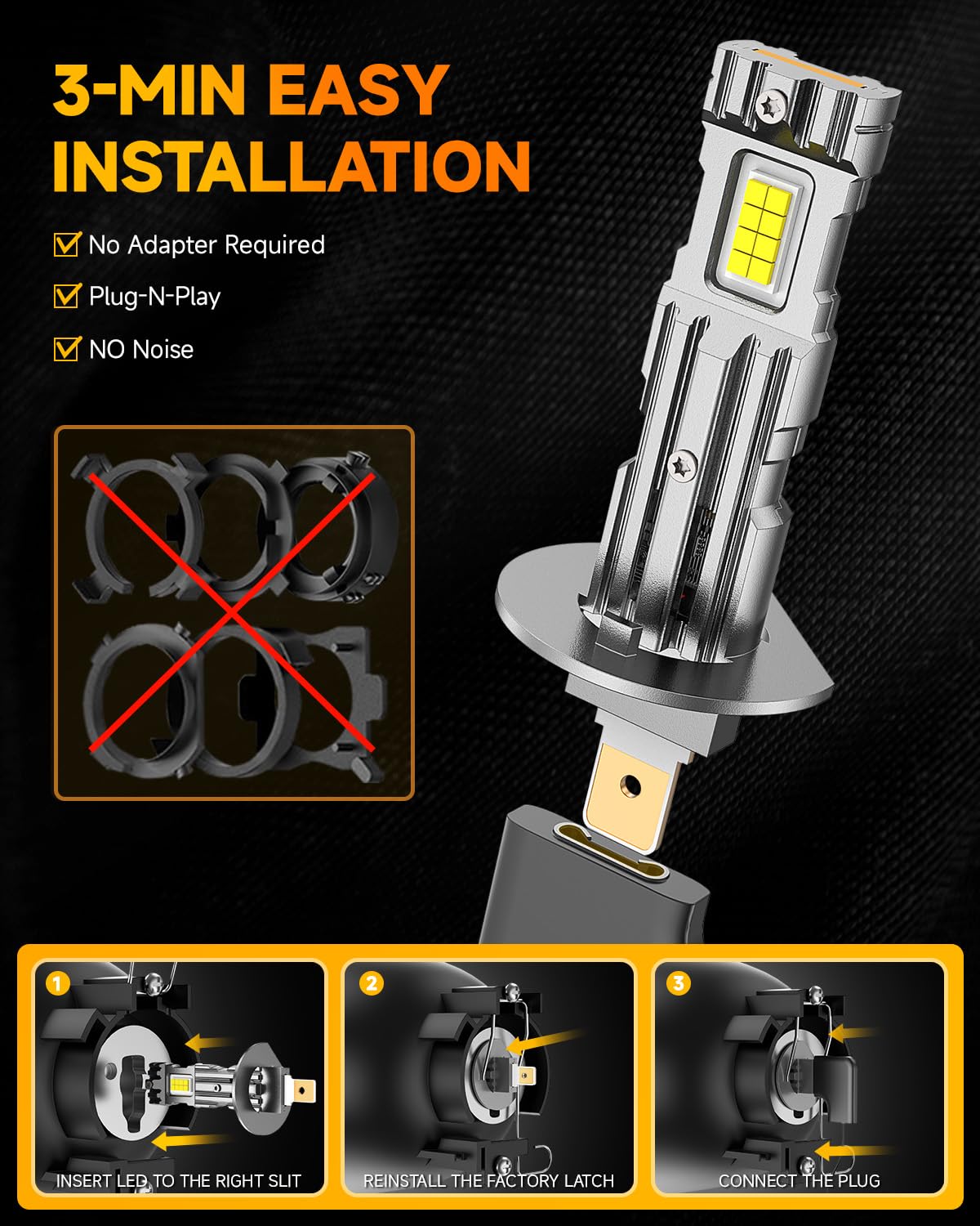 FAHREN H1 Fog Light Bulbs, Super Bright 6500K, Mini Size, IP68 Waterproof, Plug and Play, Pack of 2
